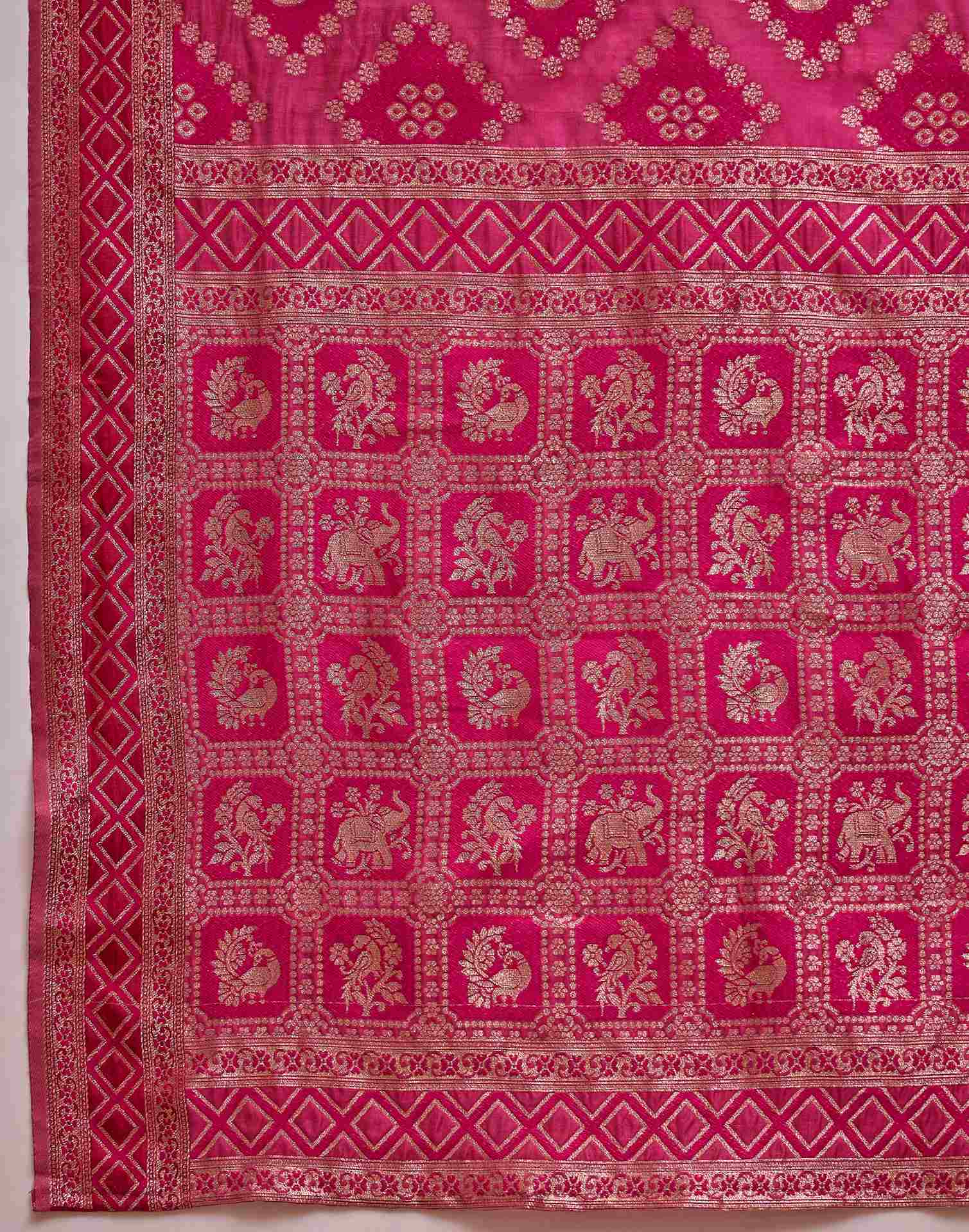 Dark Pink Silk Woven Patola Saree - Image 8