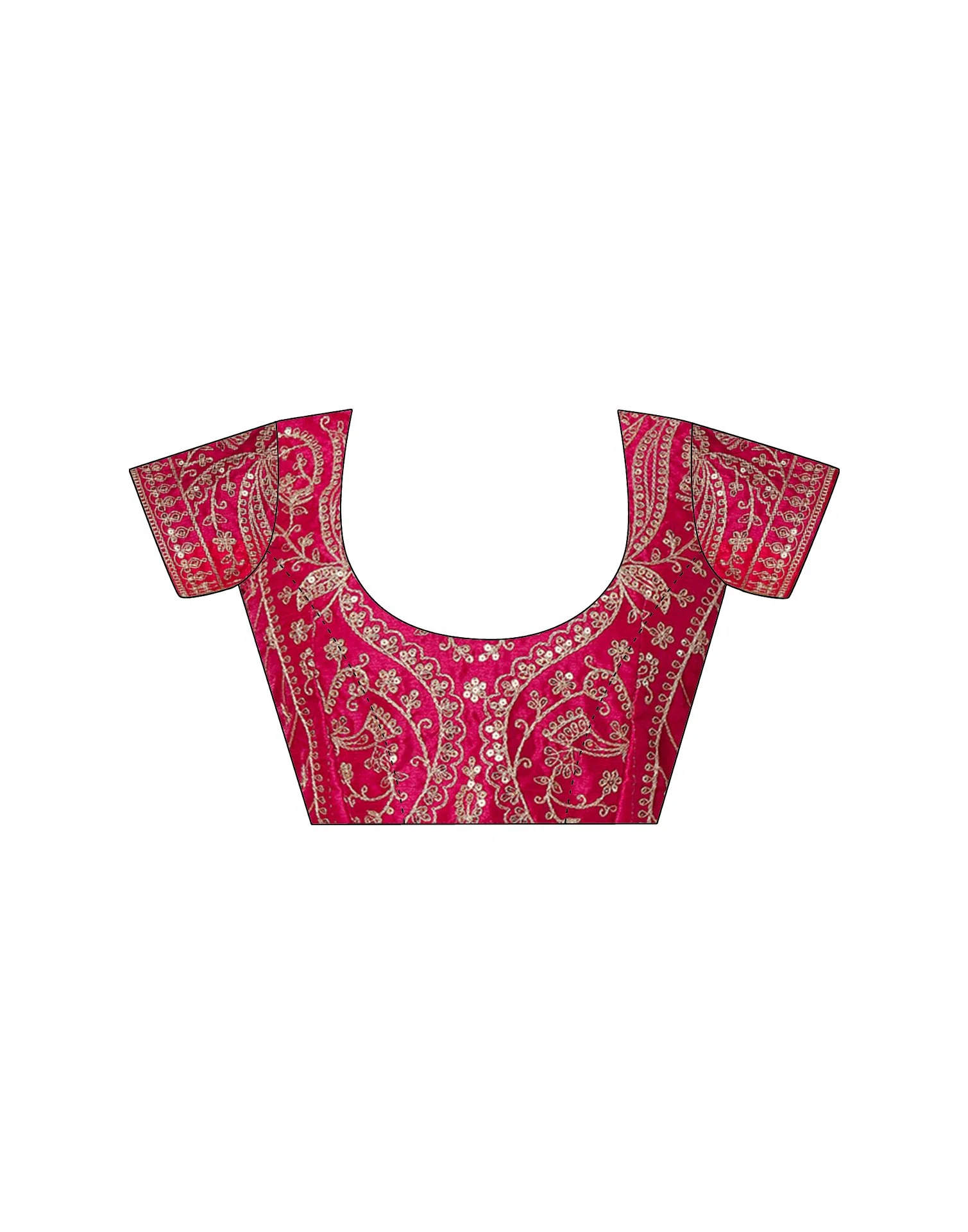Dark Pink Tissue Silk Sequence Lace Saree - Image 9