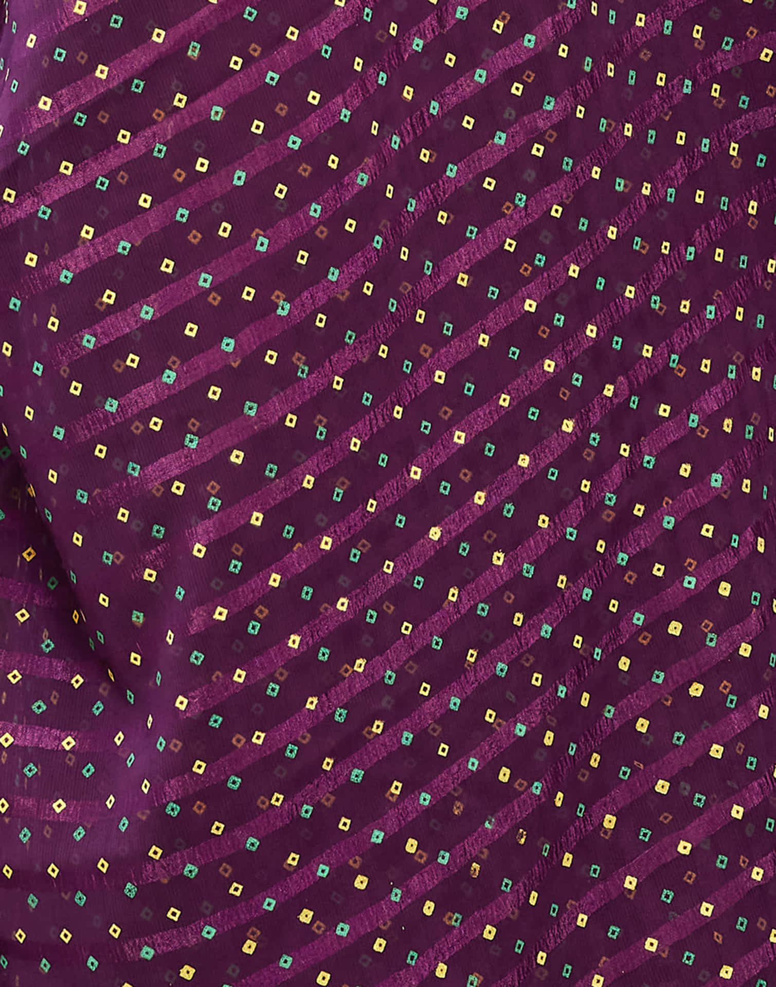Dark Purple Chiffon Printed Bandhani Saree - Image 9