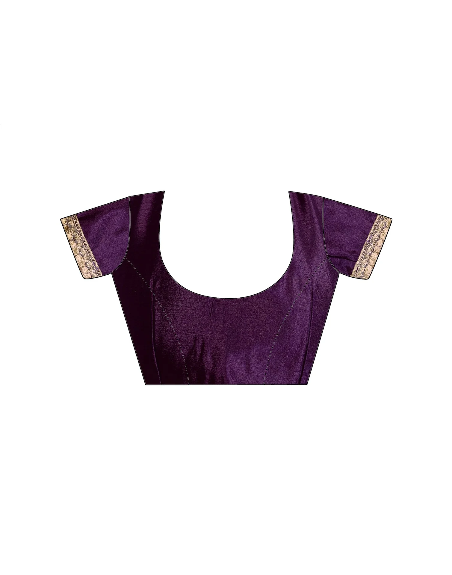 Dark Purple Chinon Lace Saree - Image 13