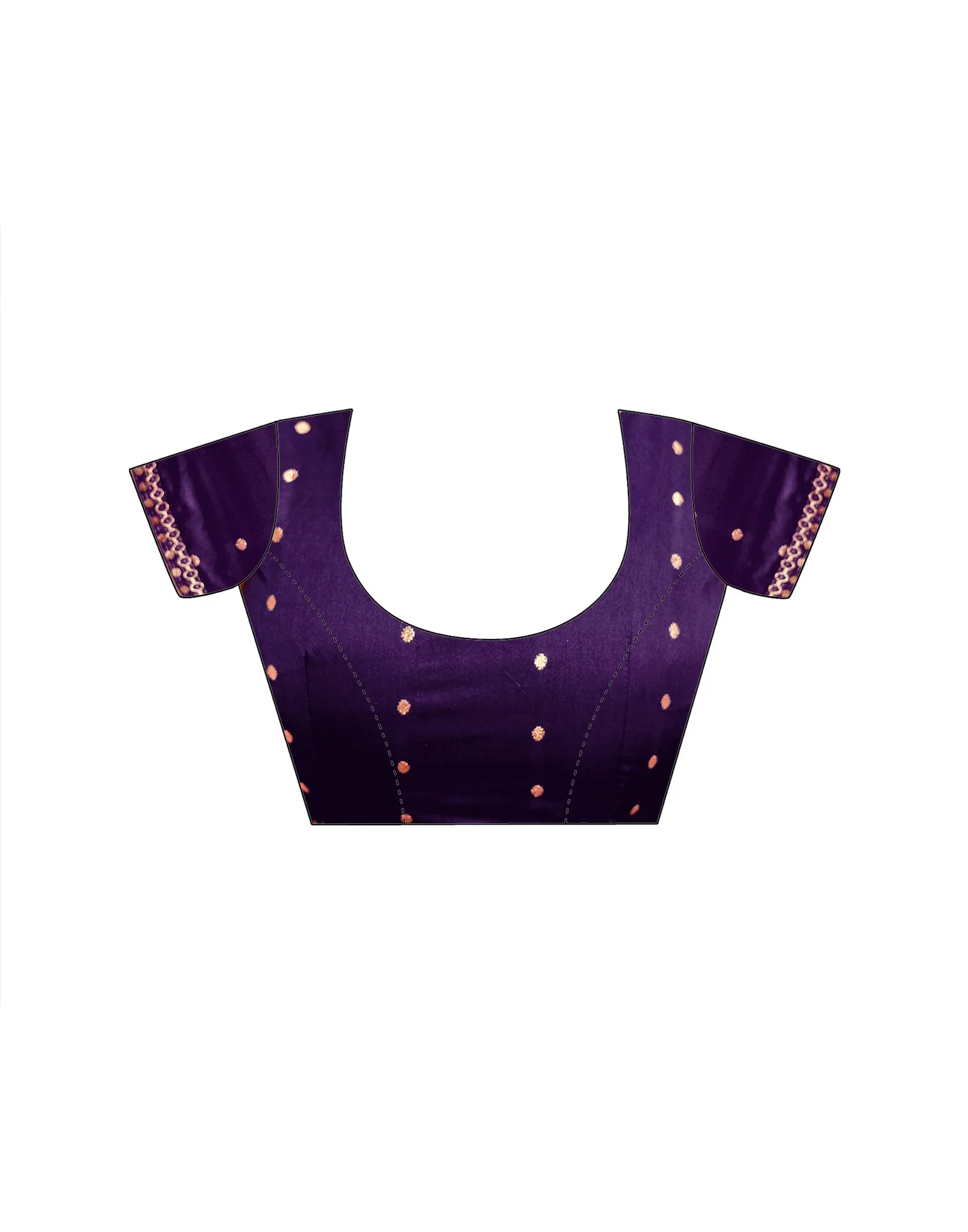 Dark Purple Georgette Foil Printed Lace Saree - Image 14