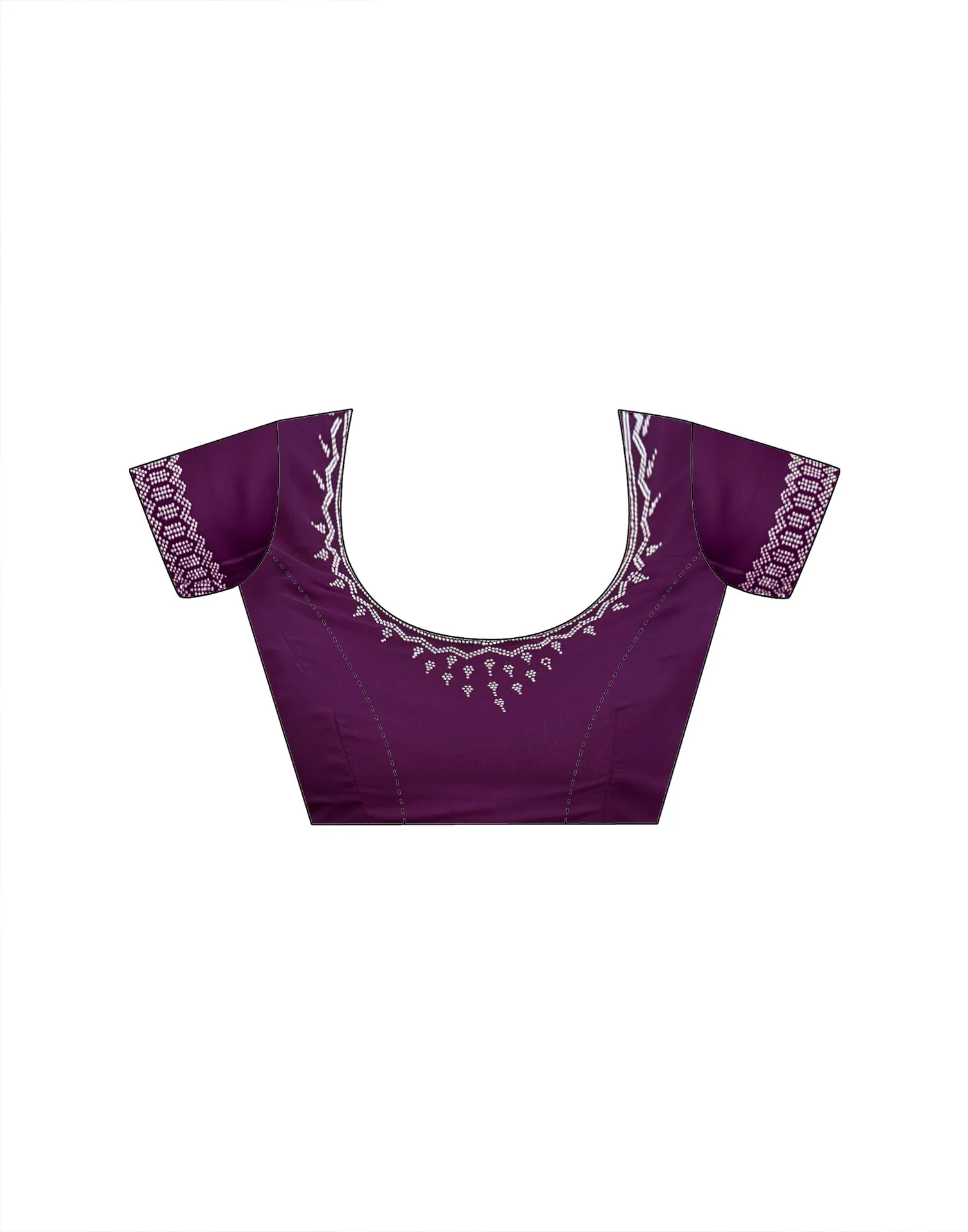 Dark Purple Georgette Stone Work Embellished Saree - Image 10