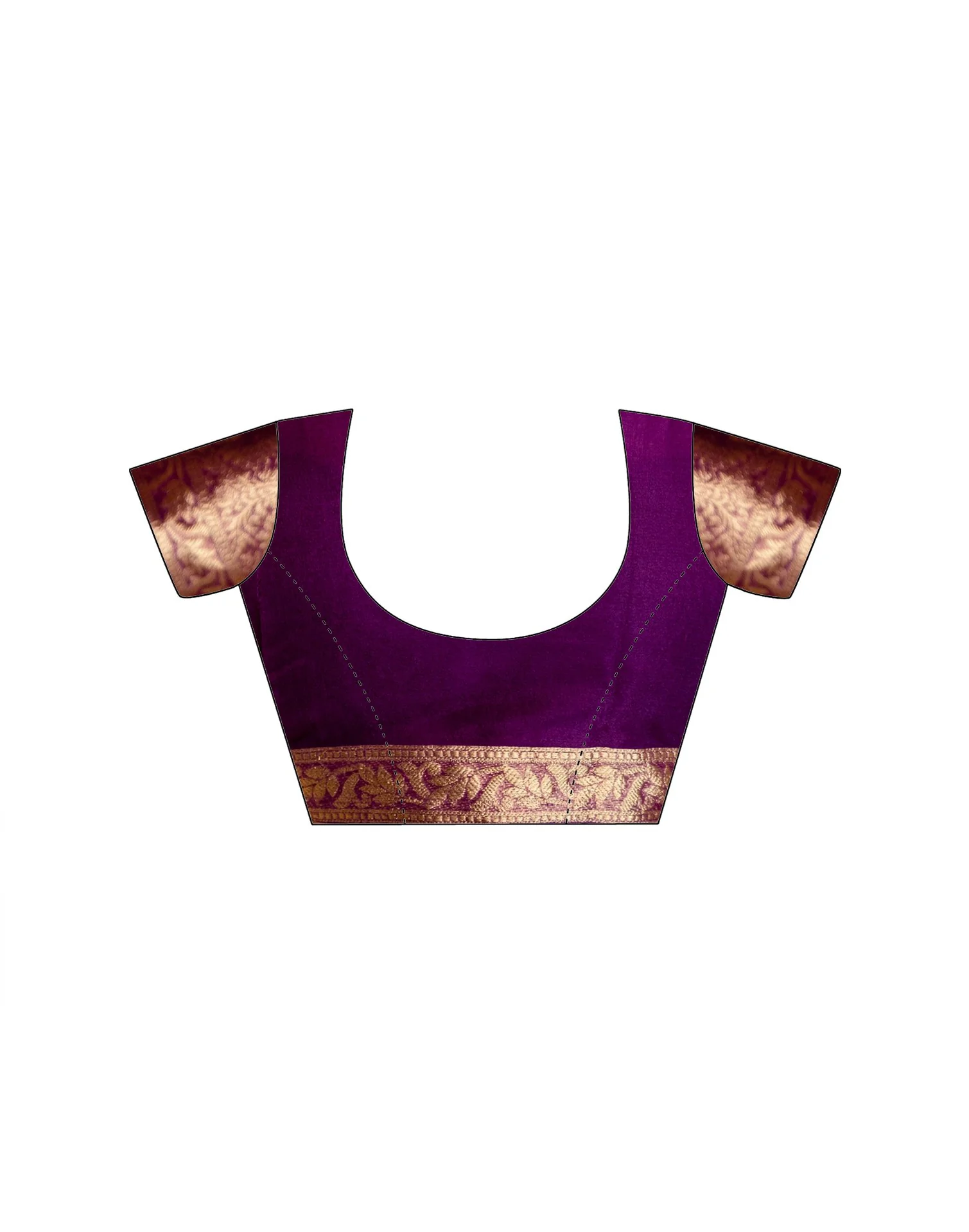 Dark Purple Organza Woven Border Saree - Image 14