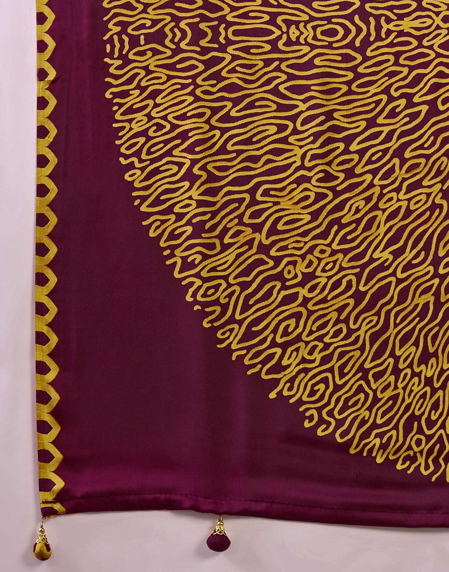 Dark Purple Satin Printed Saree - Image 10