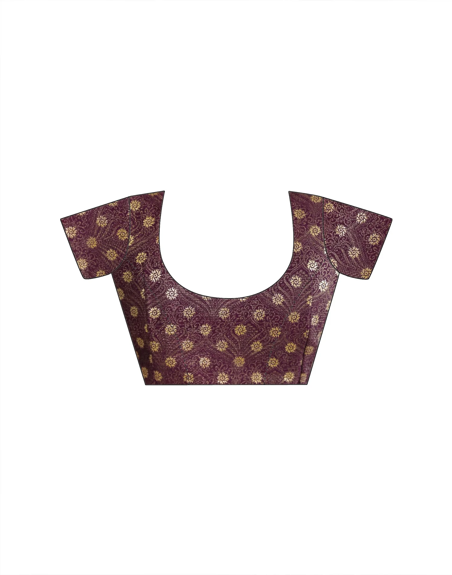 Dark Purple Shimmer Chiffon Foil Printed Saree - Image 12