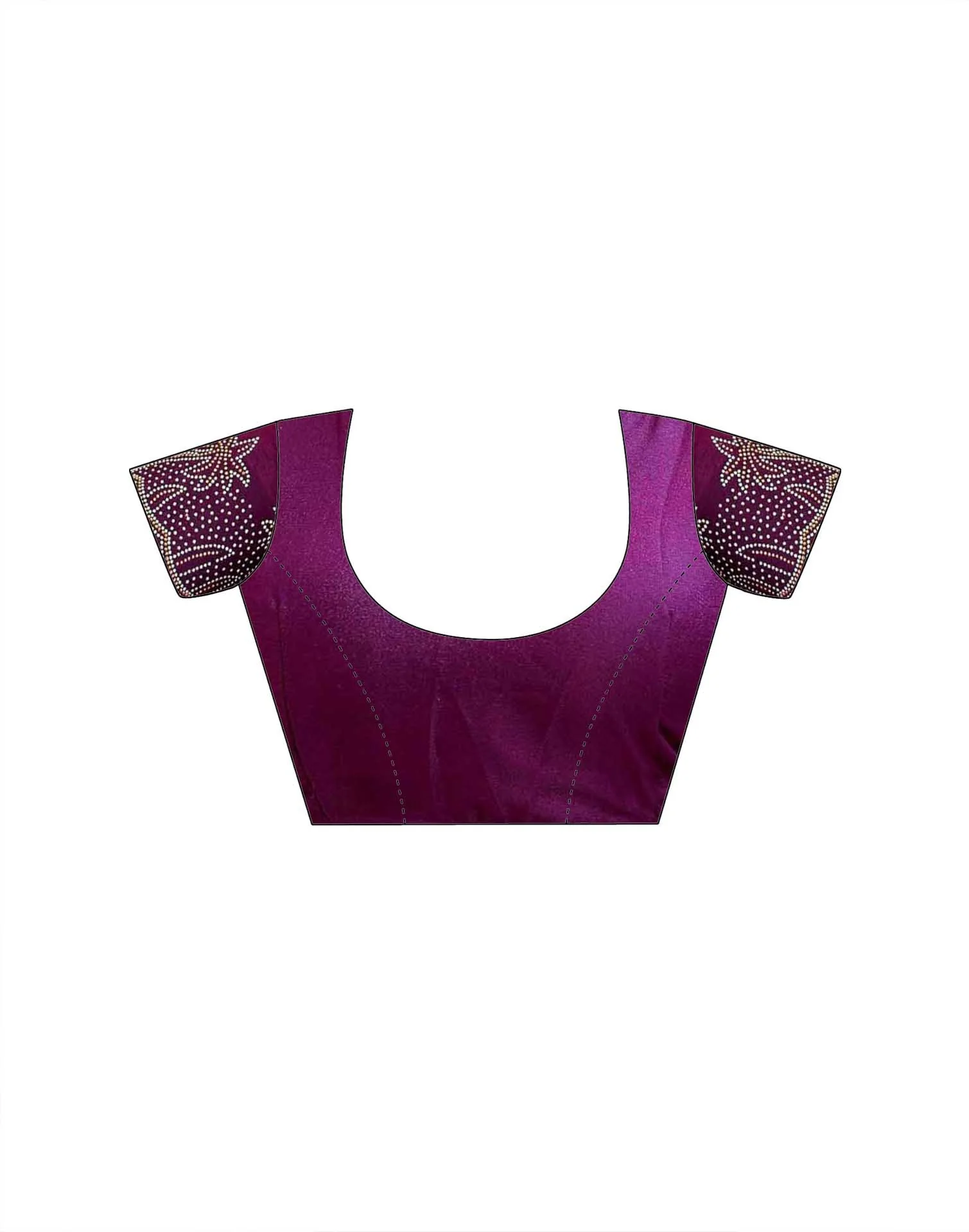 Dark Purple Shimmer Stone Work Swarovski Saree - Image 9