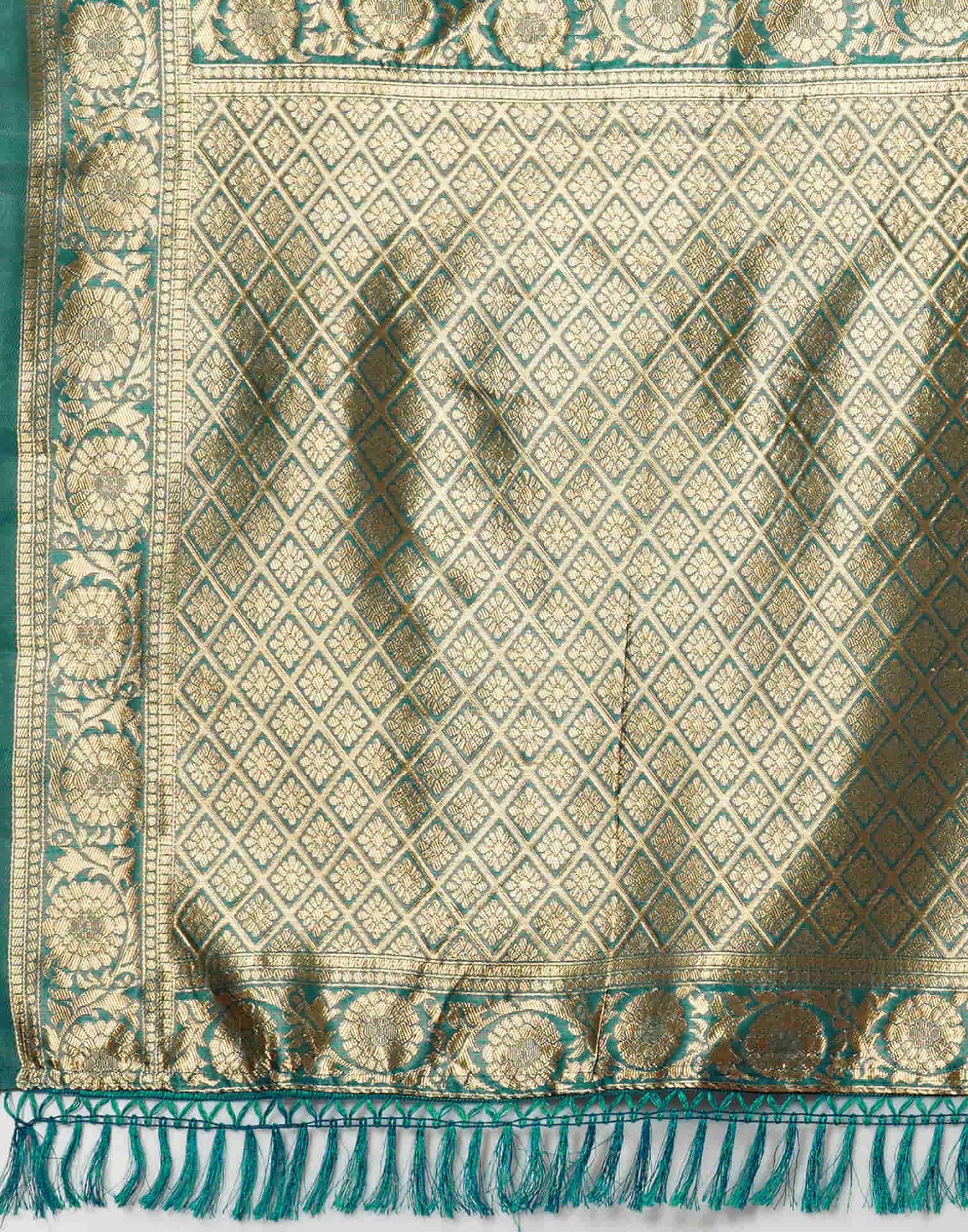 Purple Silk Blend Woven Banarasi Saree - Image 8