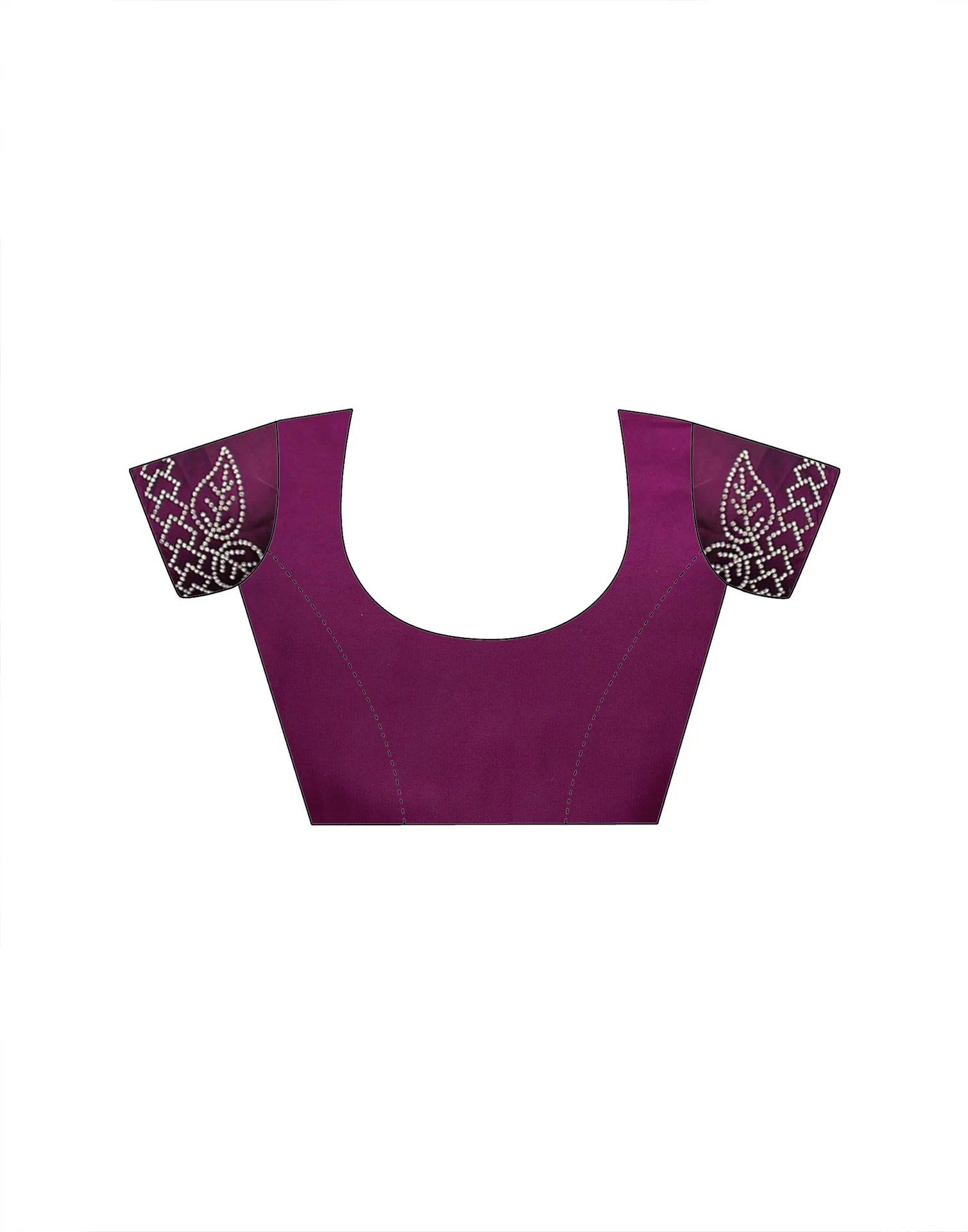 Dark Purple Silk Stone Work Swarovski Saree - Image 11