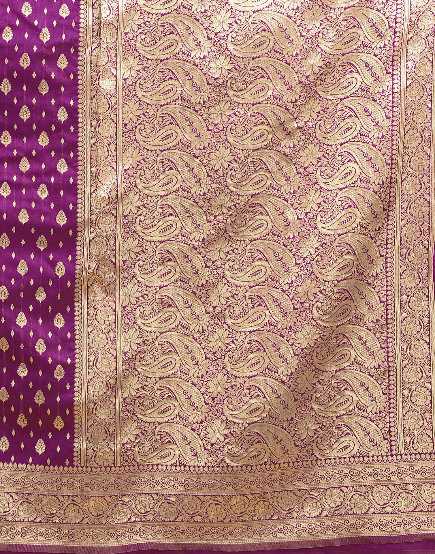 Dark Purple Silk Woven Banarasi Saree - Image 10