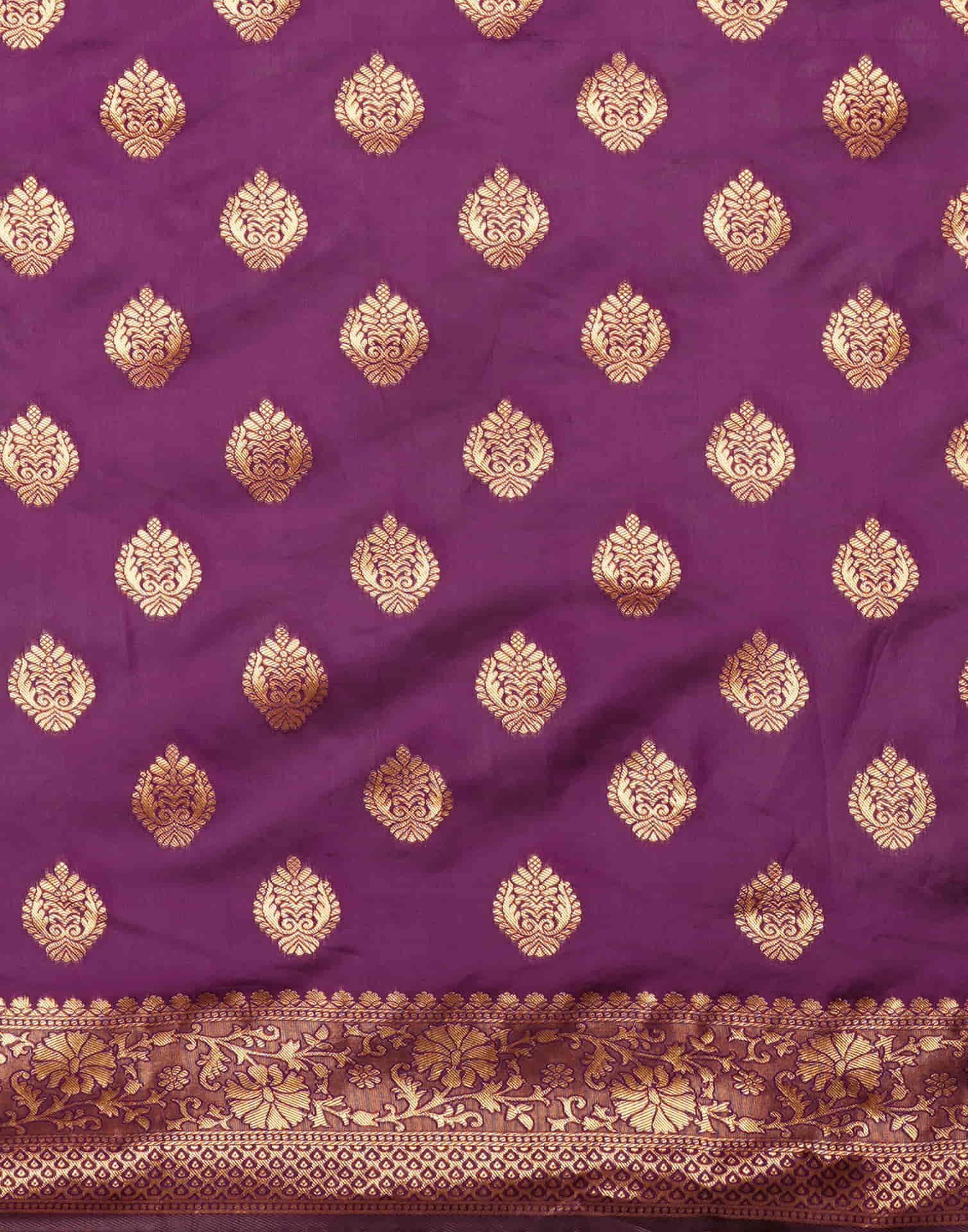 Purple Silk Blend Woven Banarasi Saree - Image 8