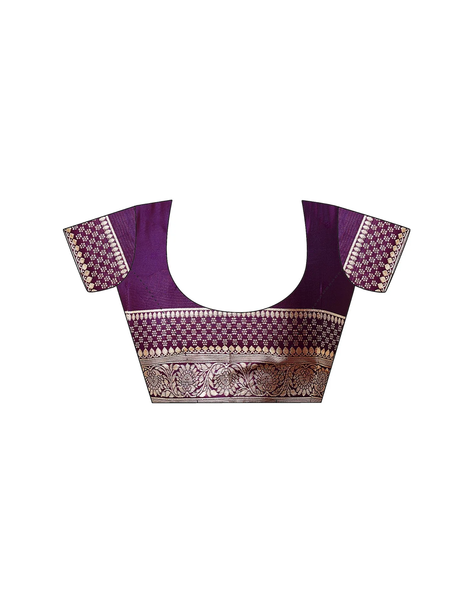 Dark Purple Silk Woven Banarasi Saree - Image 9