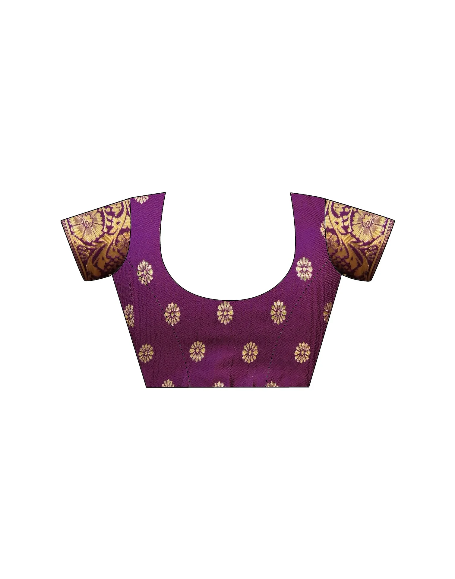 Dark Purple Silk Woven Banarasi Saree - Image 11