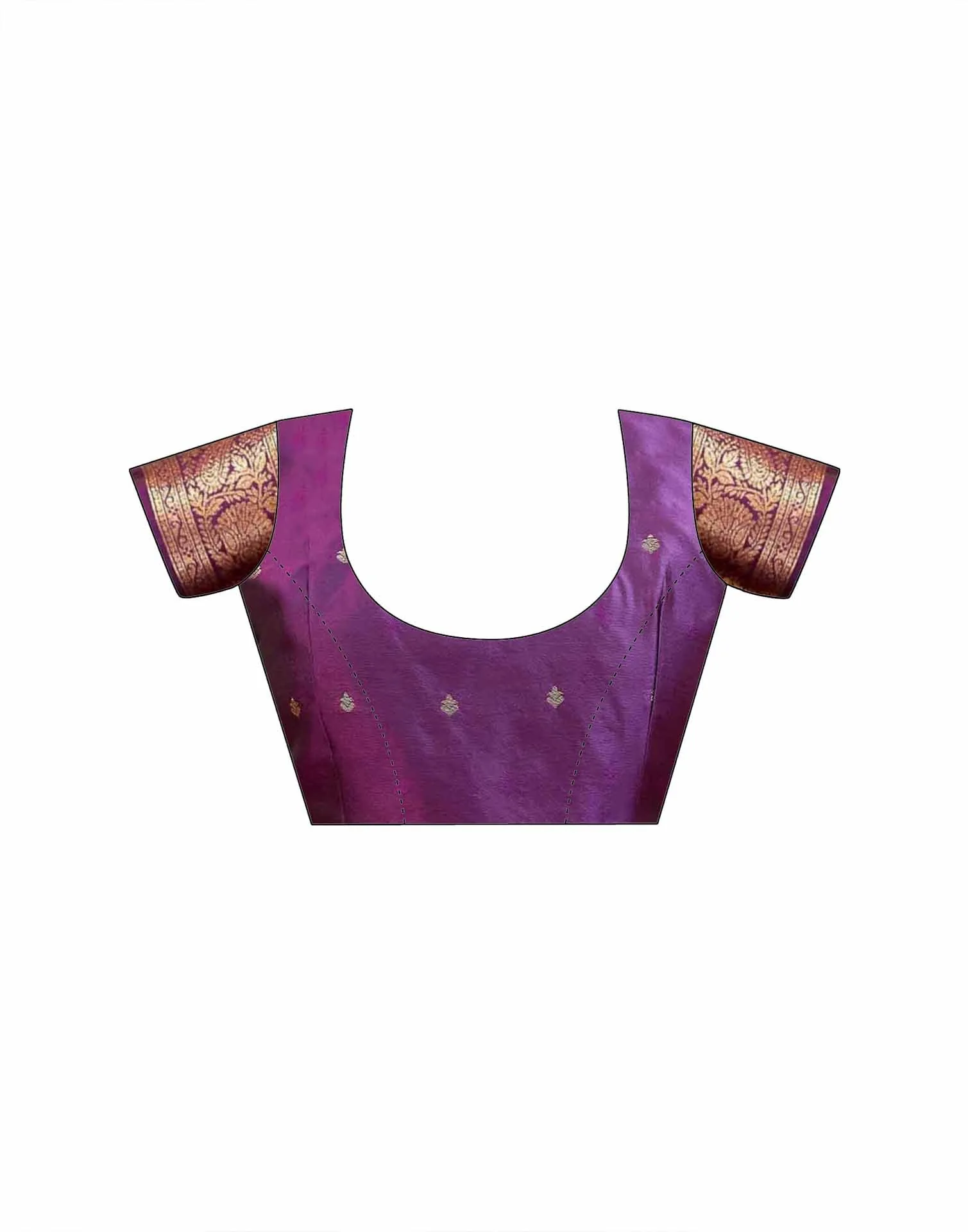 Dark Purple Silk Woven Banarasi Saree - Image 9