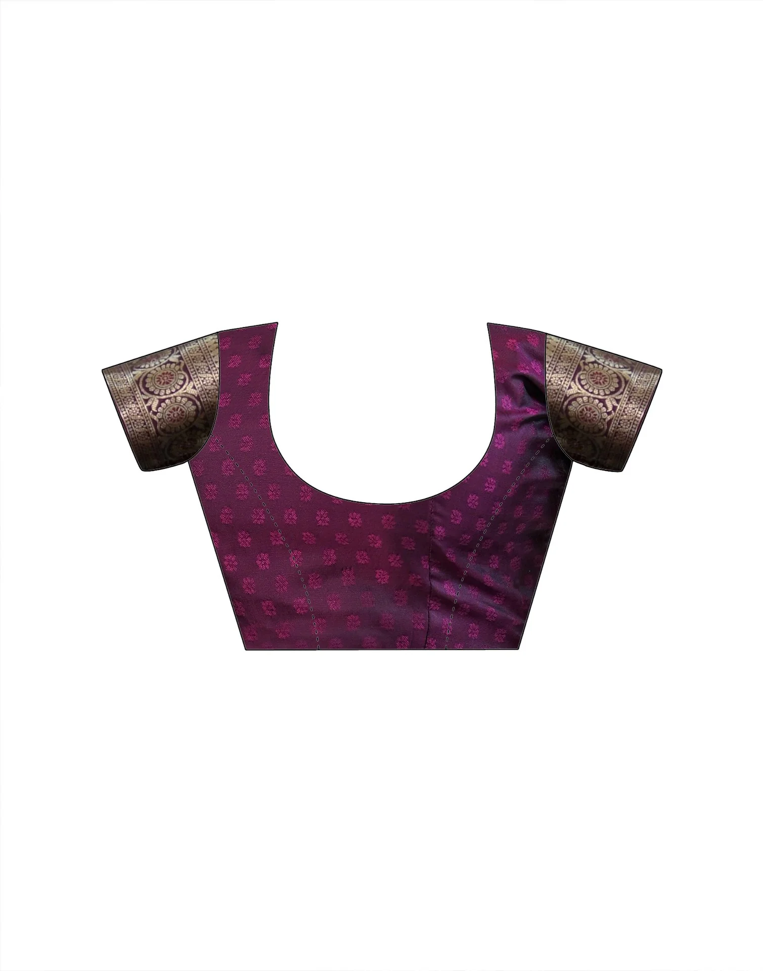 Dark Purple Silk Woven Banarasi Saree - Image 12