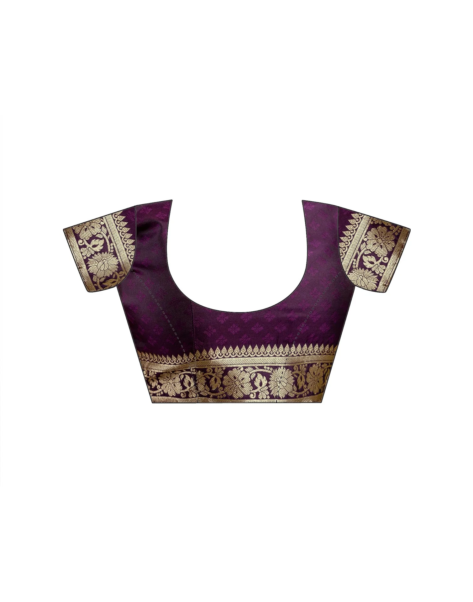 Dark Purple Silk Woven Banarasi Saree - Image 14