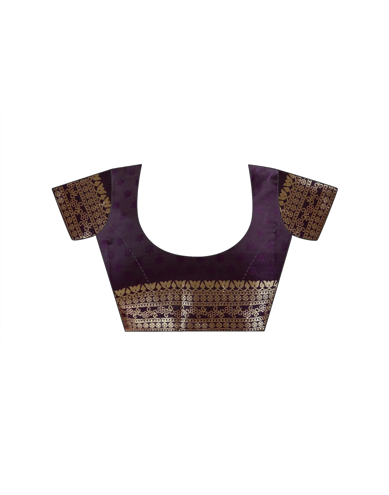 Dark Purple Silk Woven Banarasi Saree - Image 14
