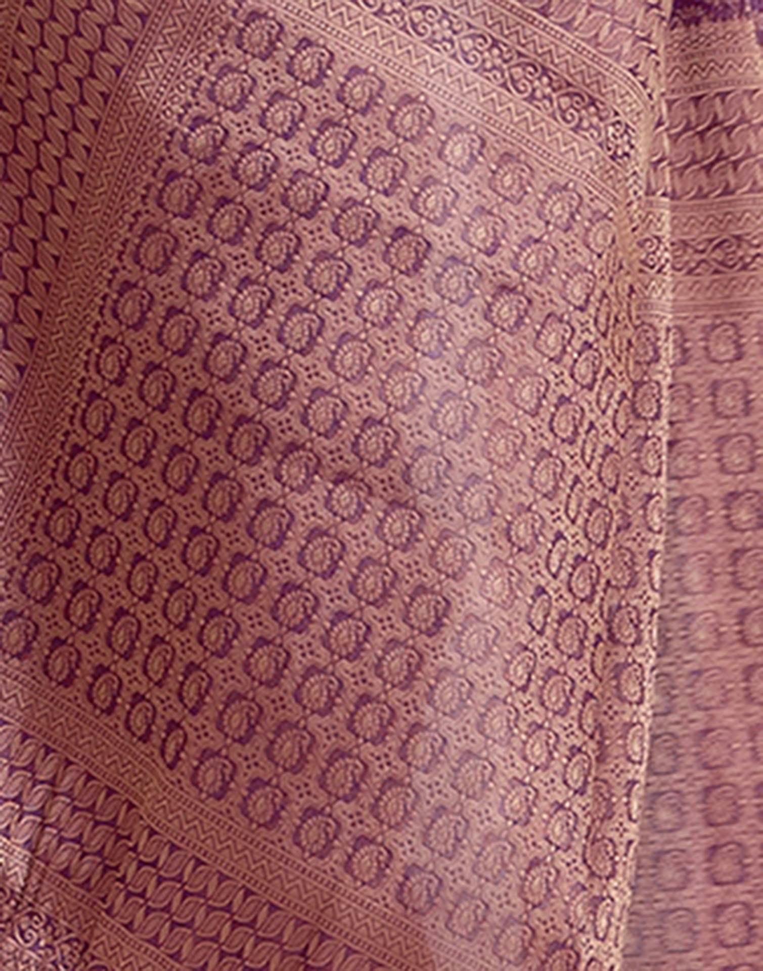 Dark Purple Silk Woven Kanjivaram Saree - Image 11
