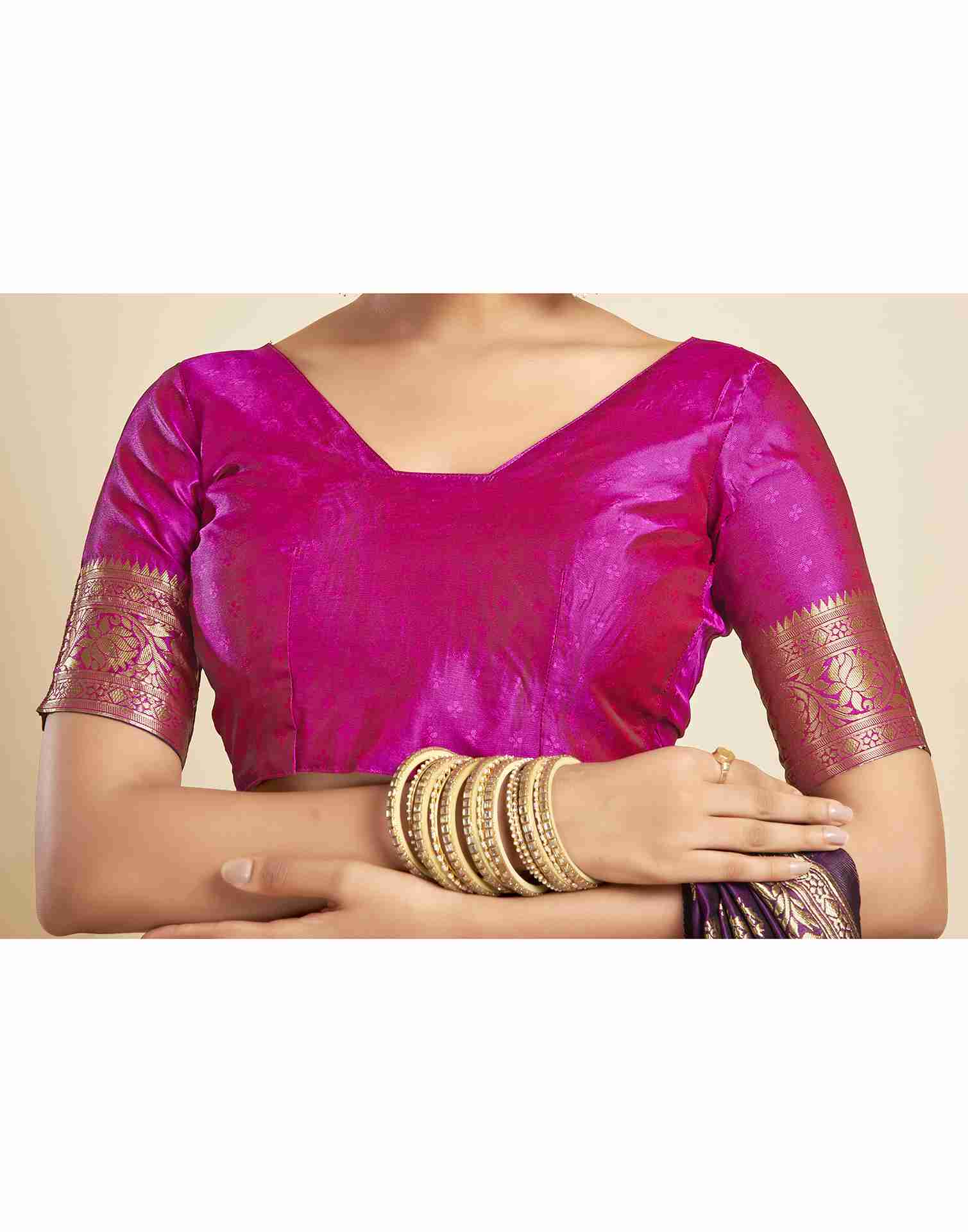 Dark Purple Silk Woven Paithani Saree - Image 8