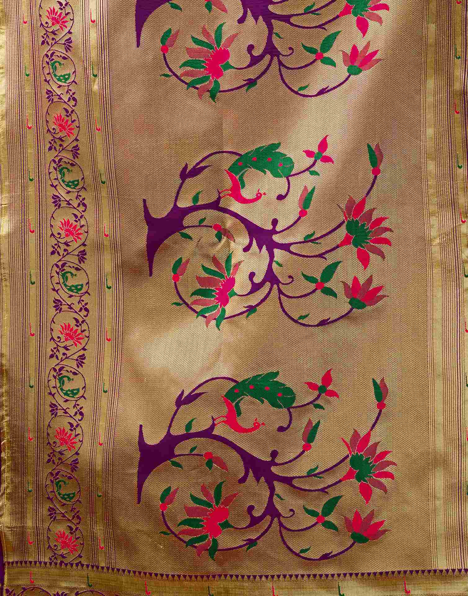 Dark Purple Silk Woven Paithani Saree - Image 7