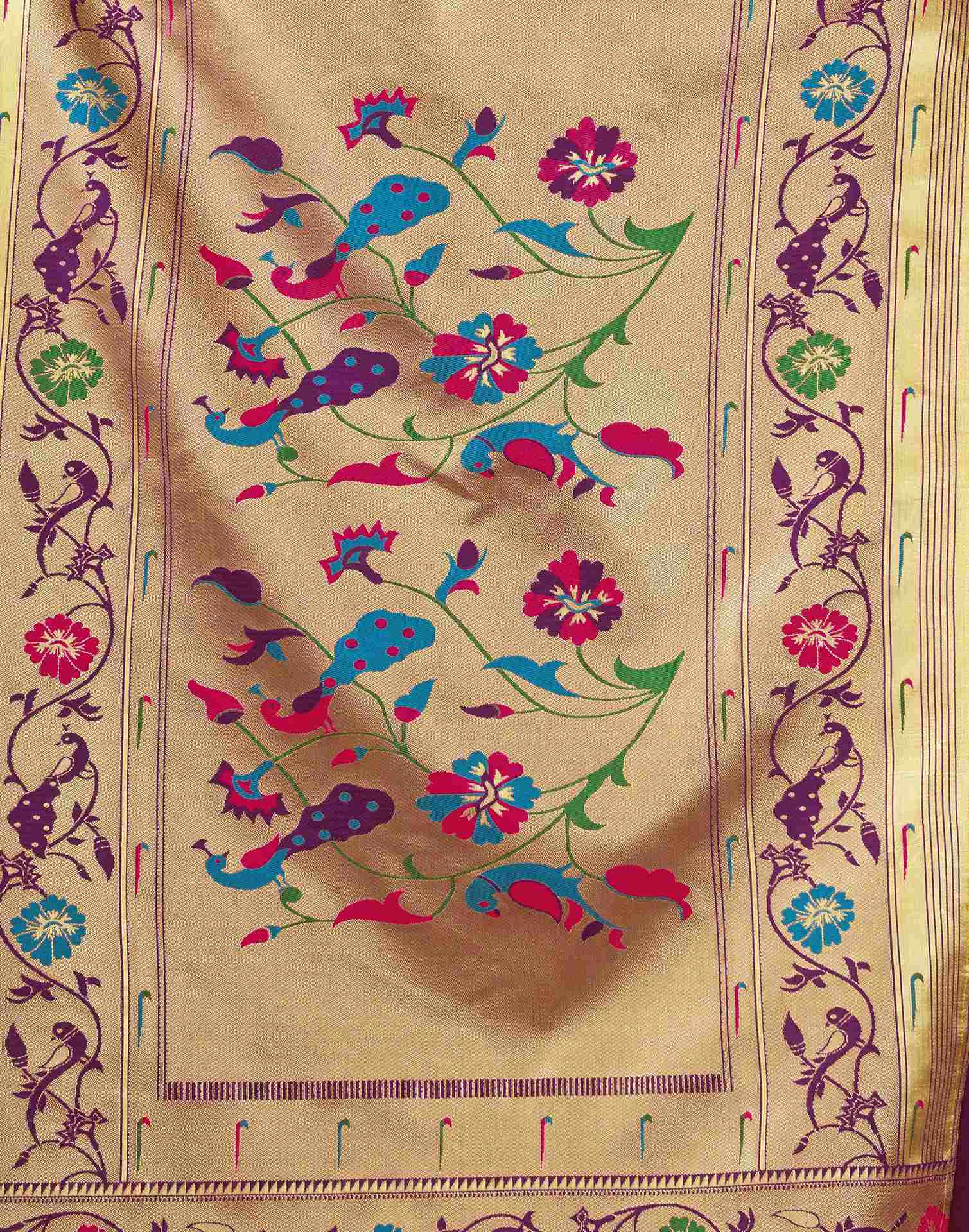 Dark Purple Silk Woven Paithani Saree - Image 7