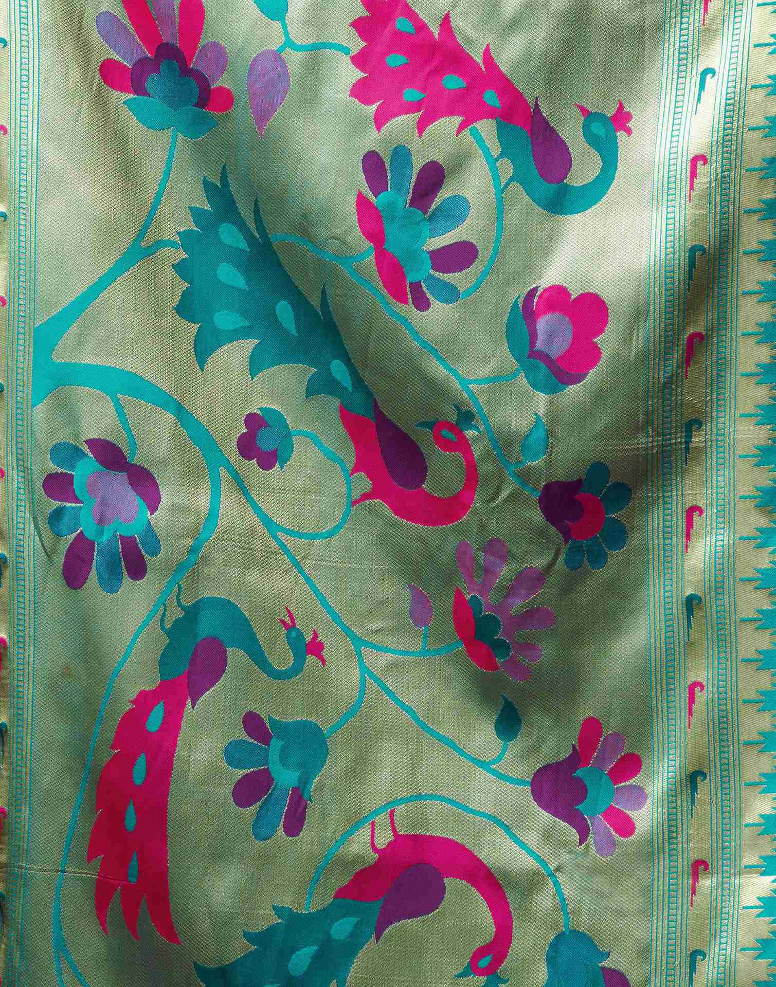 Dark Purple Silk Paithani Chaturthi Saree - Image 7