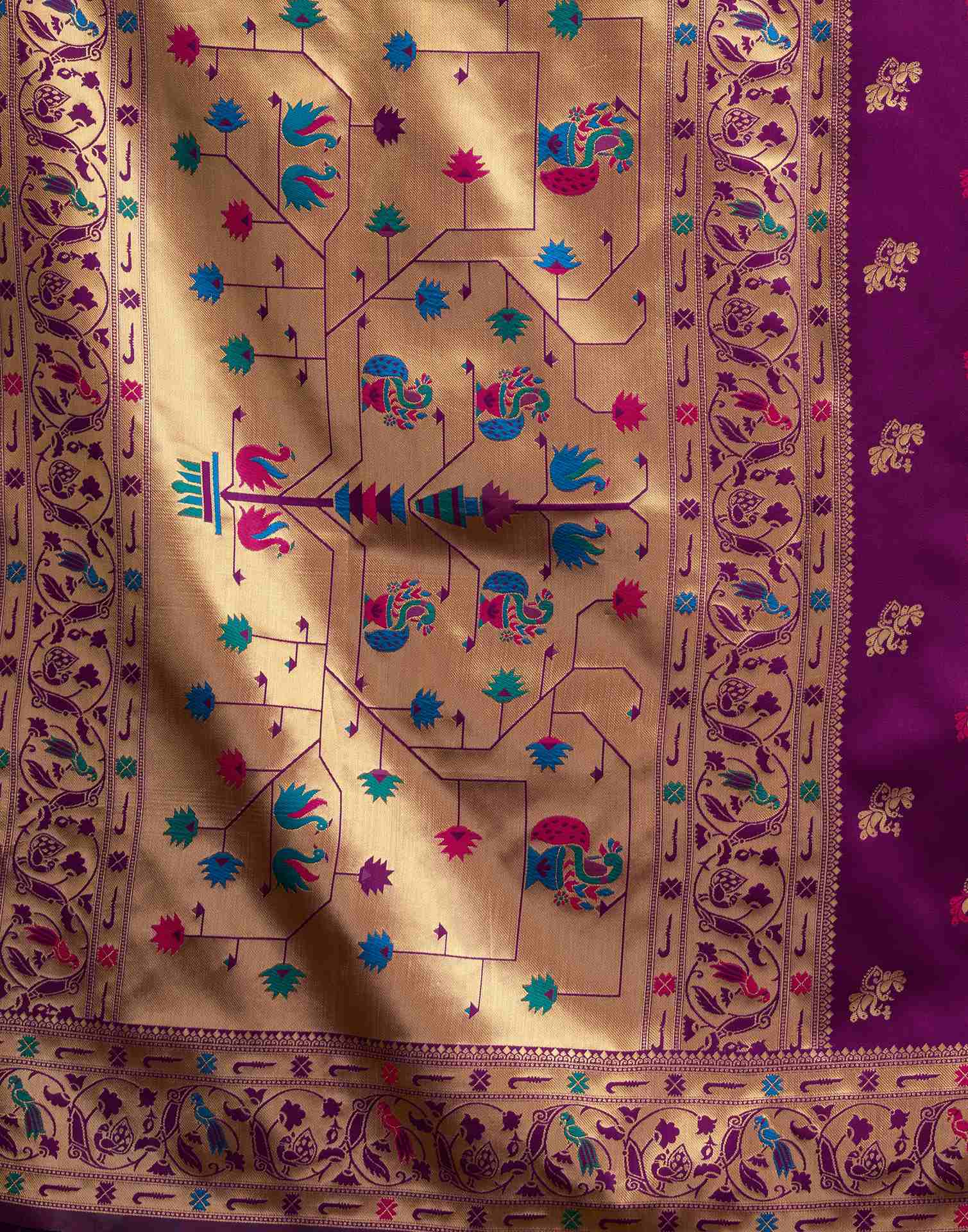 Dark Purple Silk Woven Paithani Saree - Image 7