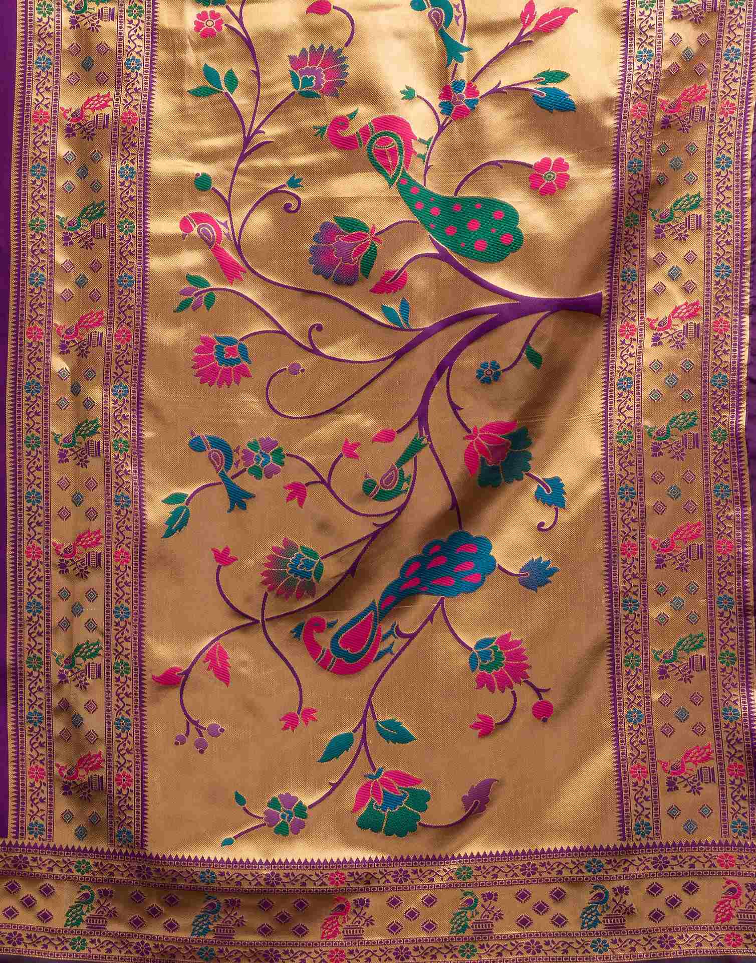 Dark Purple Silk Woven Paithani Saree - Image 7