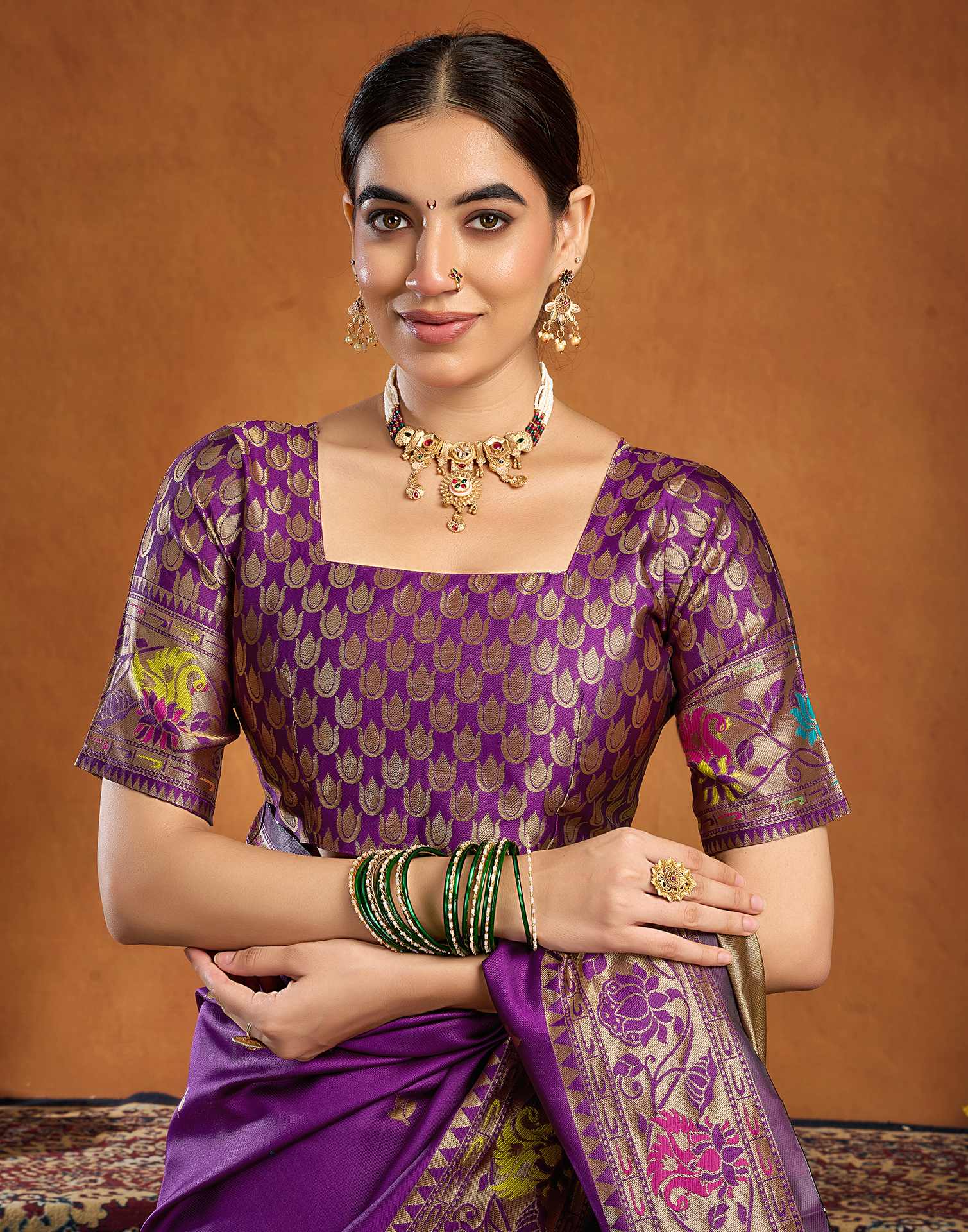 Dark Purple Silk Woven Paithani Saree - Image 7