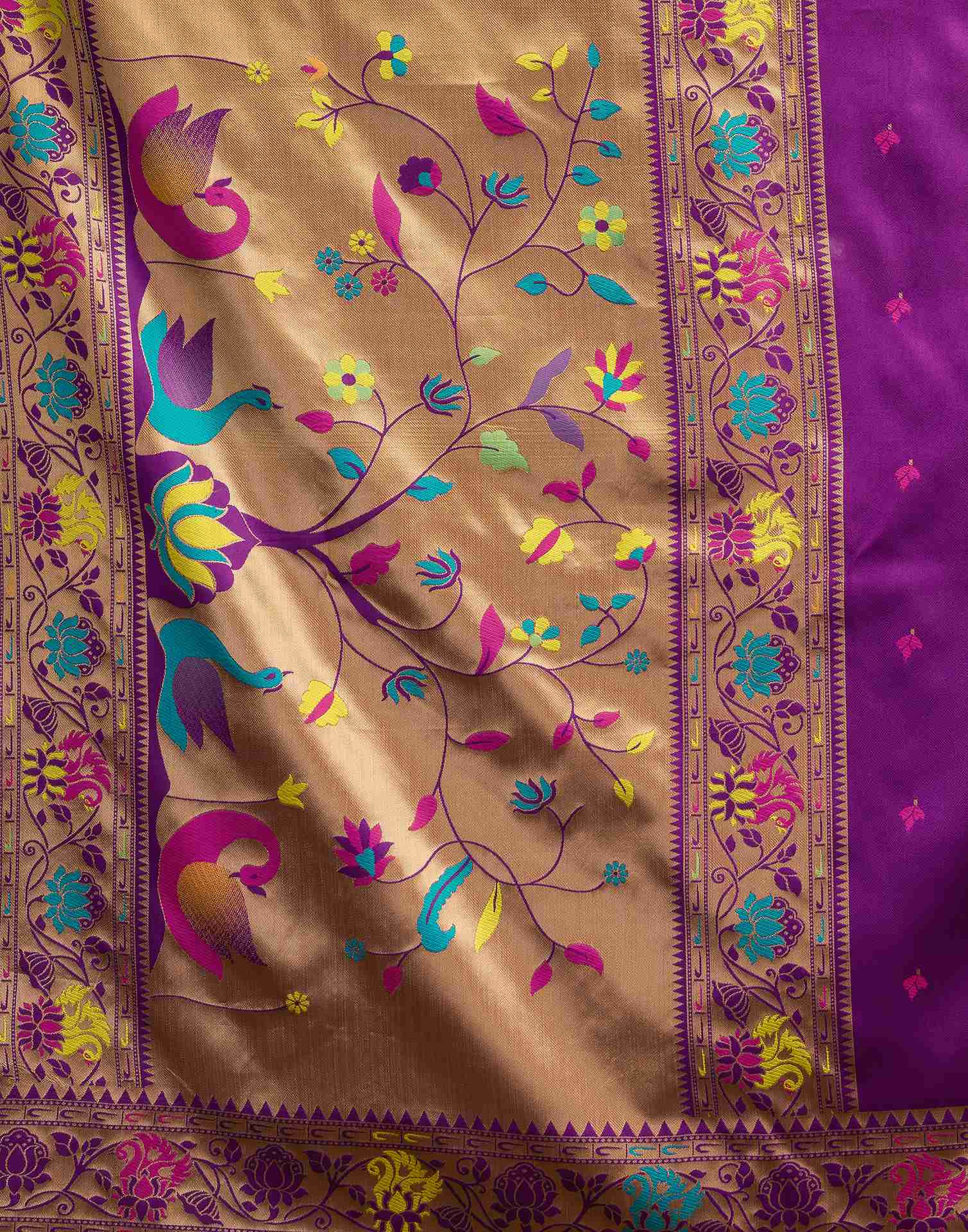 Dark Purple Silk Woven Paithani Saree - Image 8