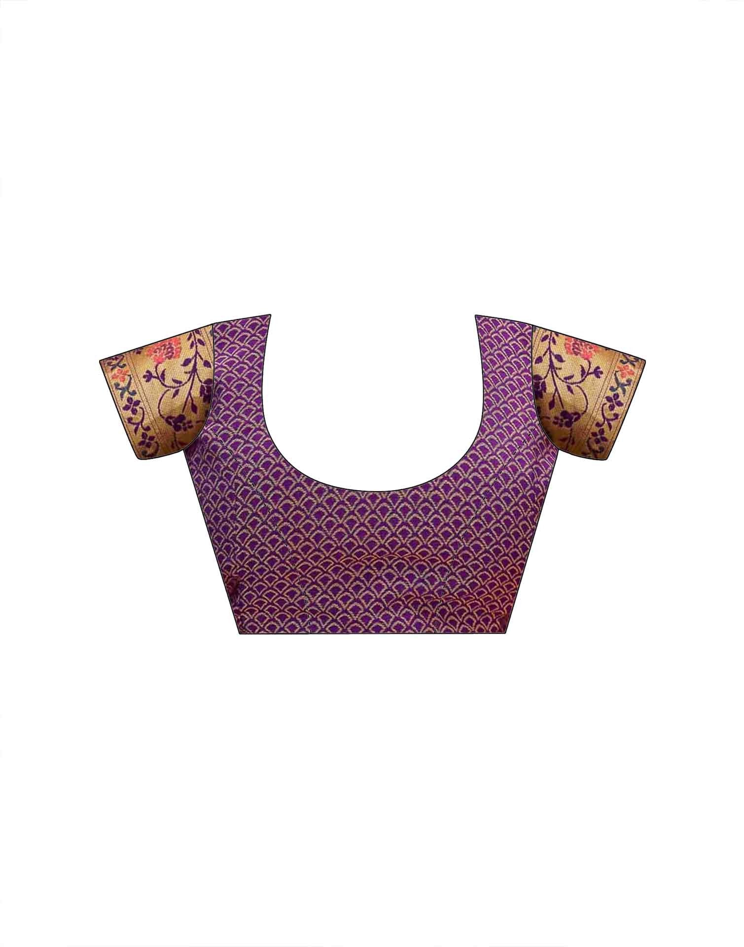 Dark Purple Silk Woven Paithani Saree - Image 9