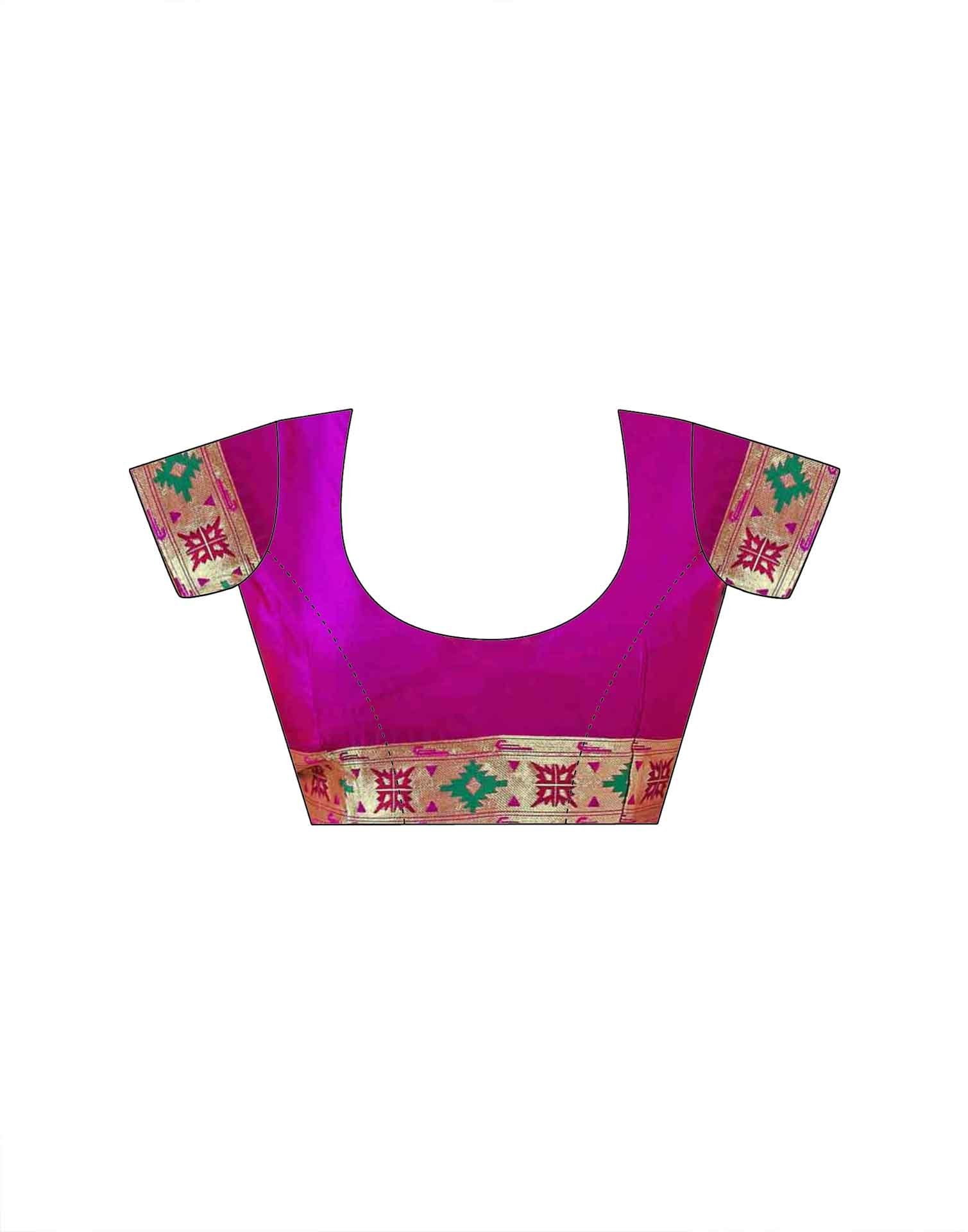 Dark Purple Silk Woven Paithani Saree - Image 10