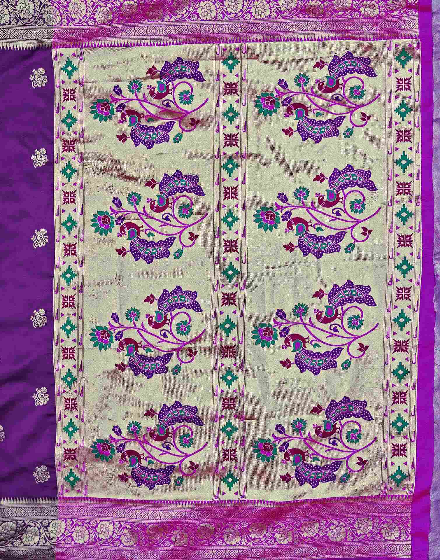 Dark Purple Silk Woven Paithani Saree - Image 9