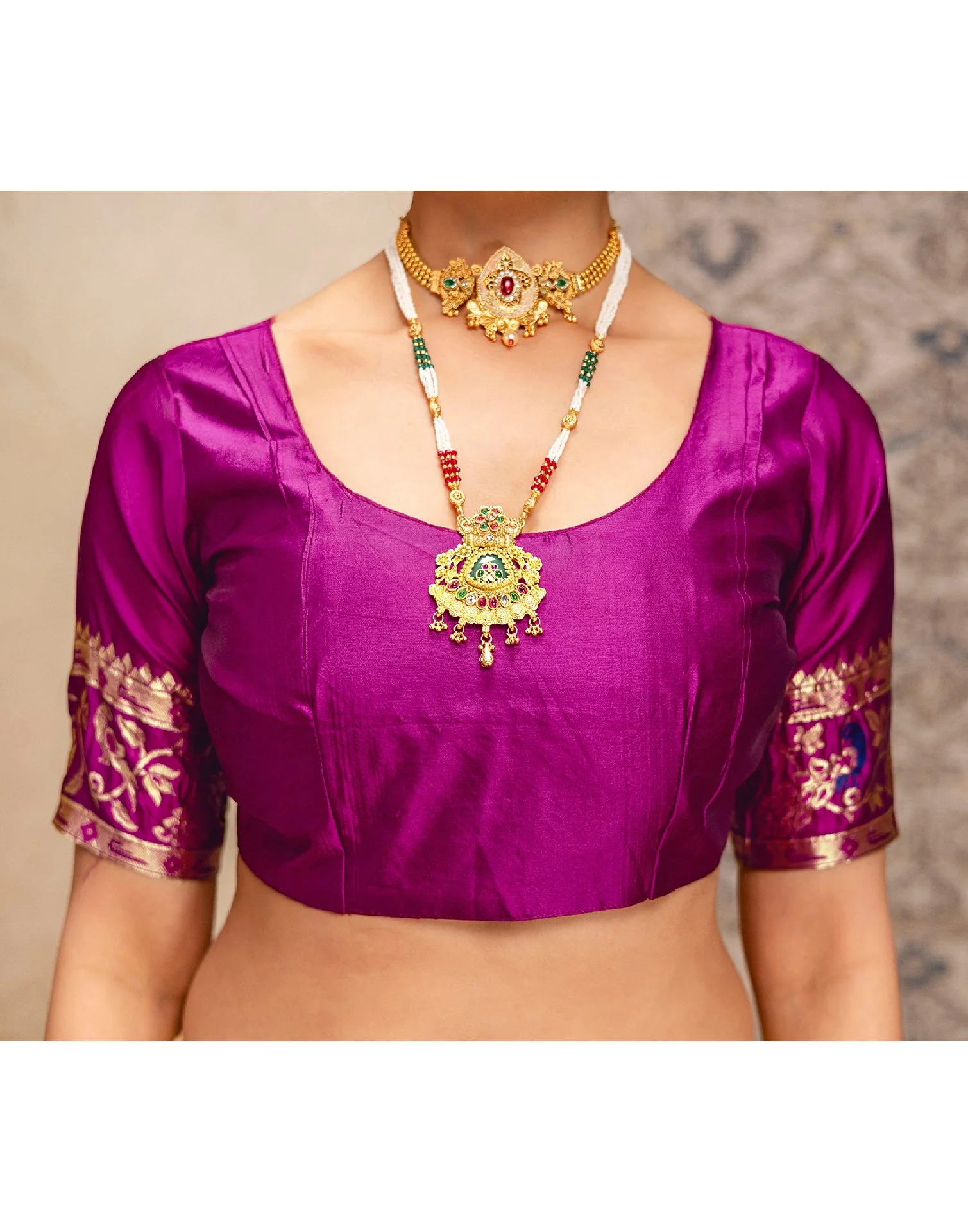 Dark Purple Silk Woven Paithani Saree - Image 11