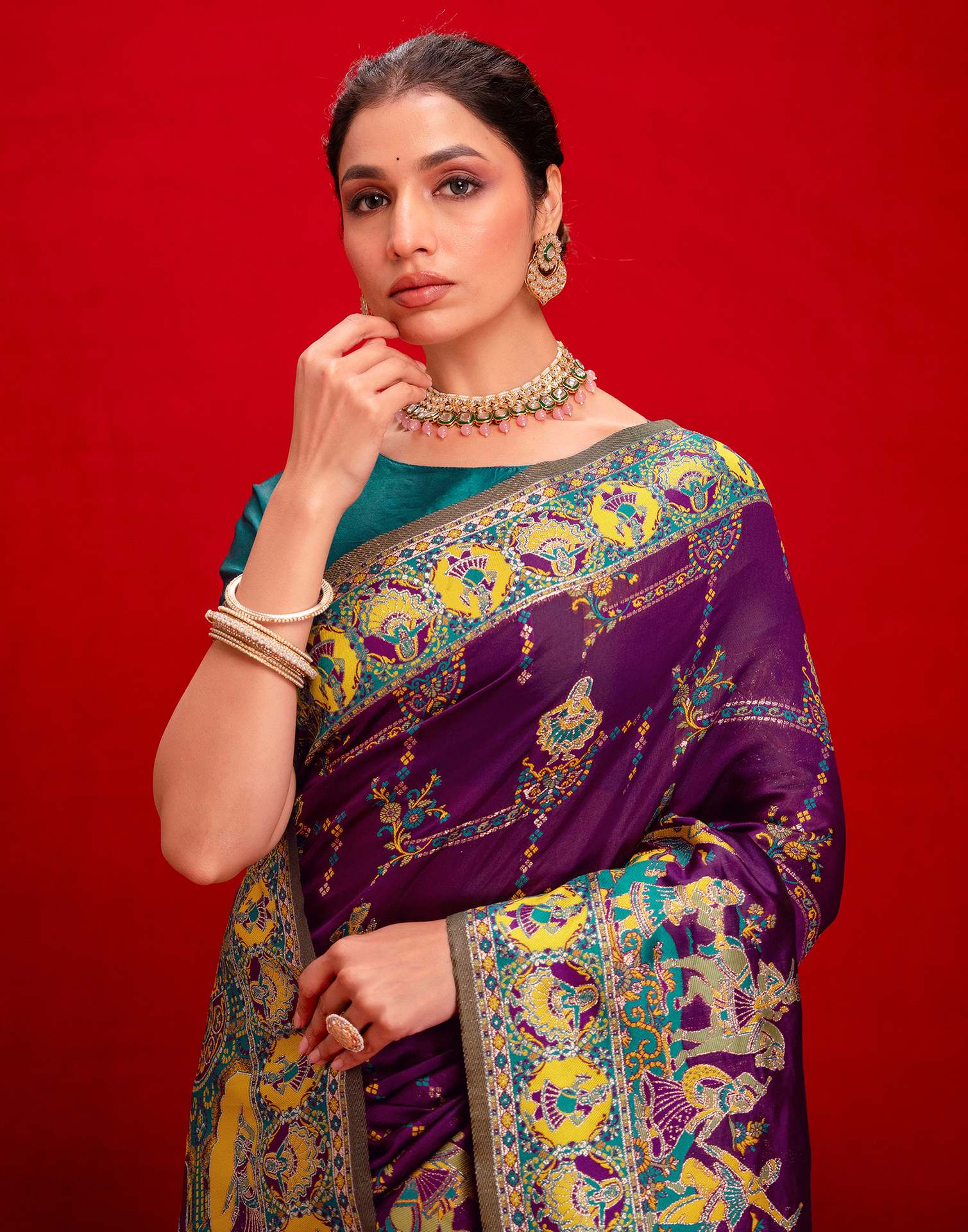 Dark Purple Silk Woven Paithani Saree - Image 2