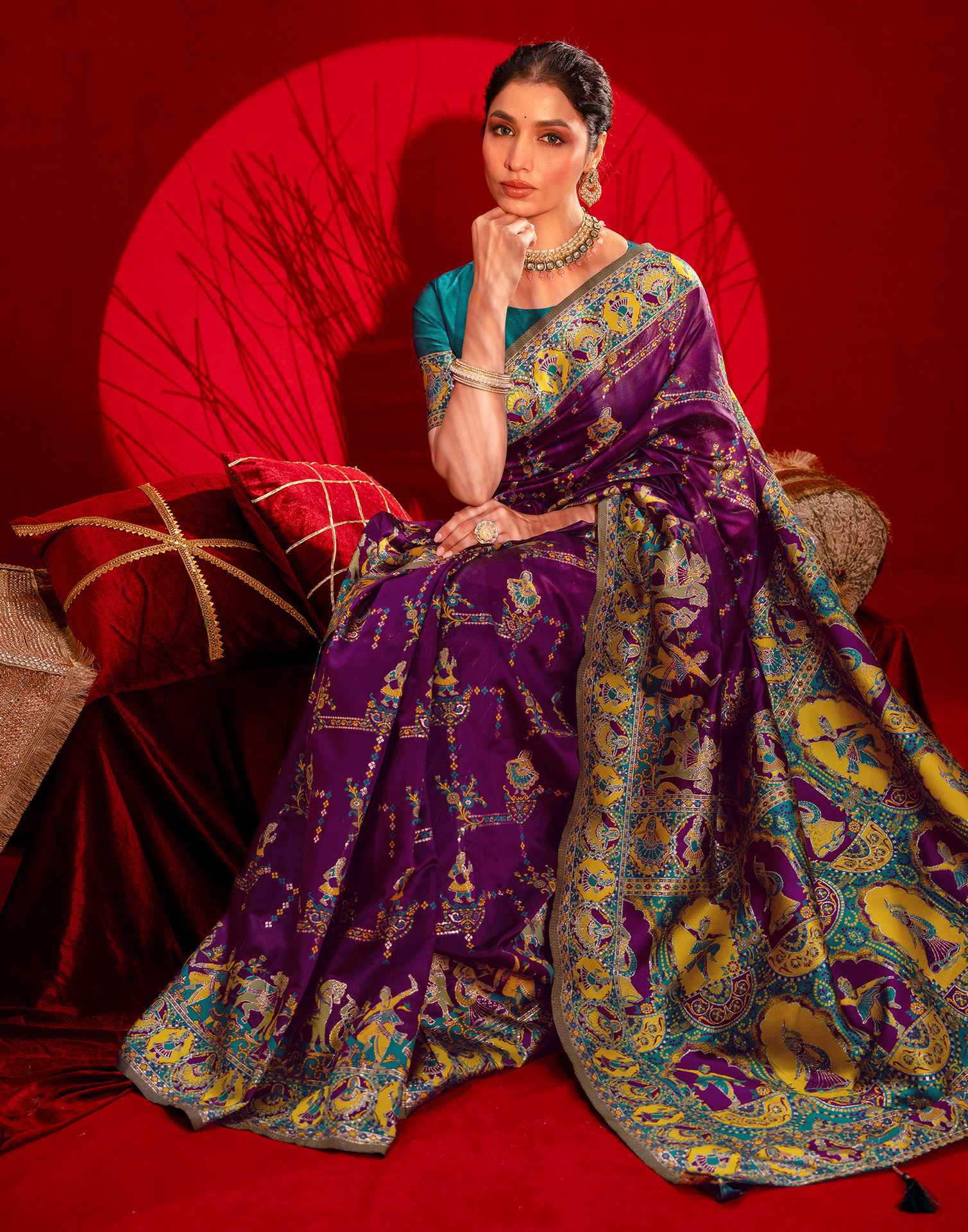 Dark Purple Silk Woven Paithani Saree - Image 4