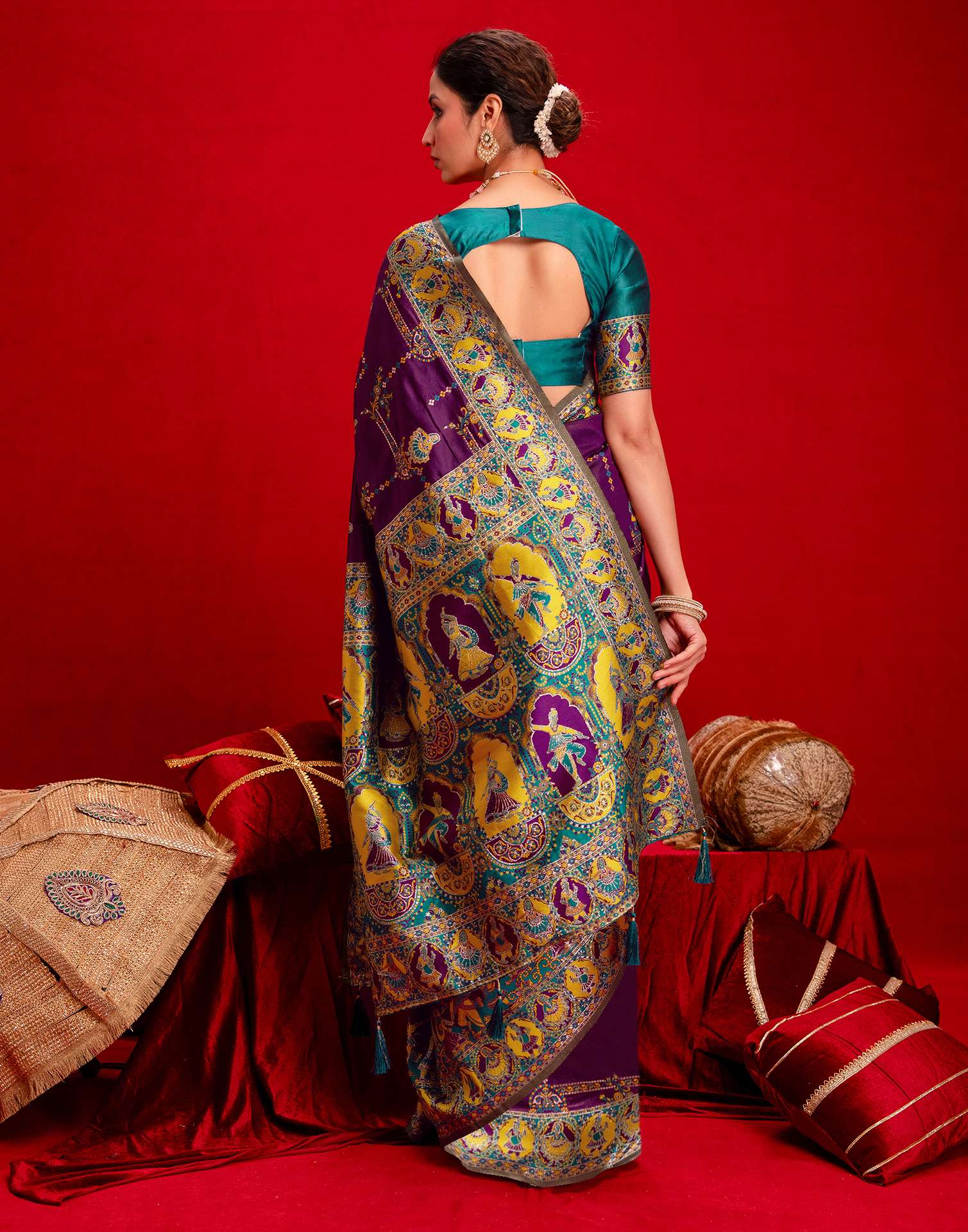 Dark Purple Silk Woven Paithani Saree - Image 7