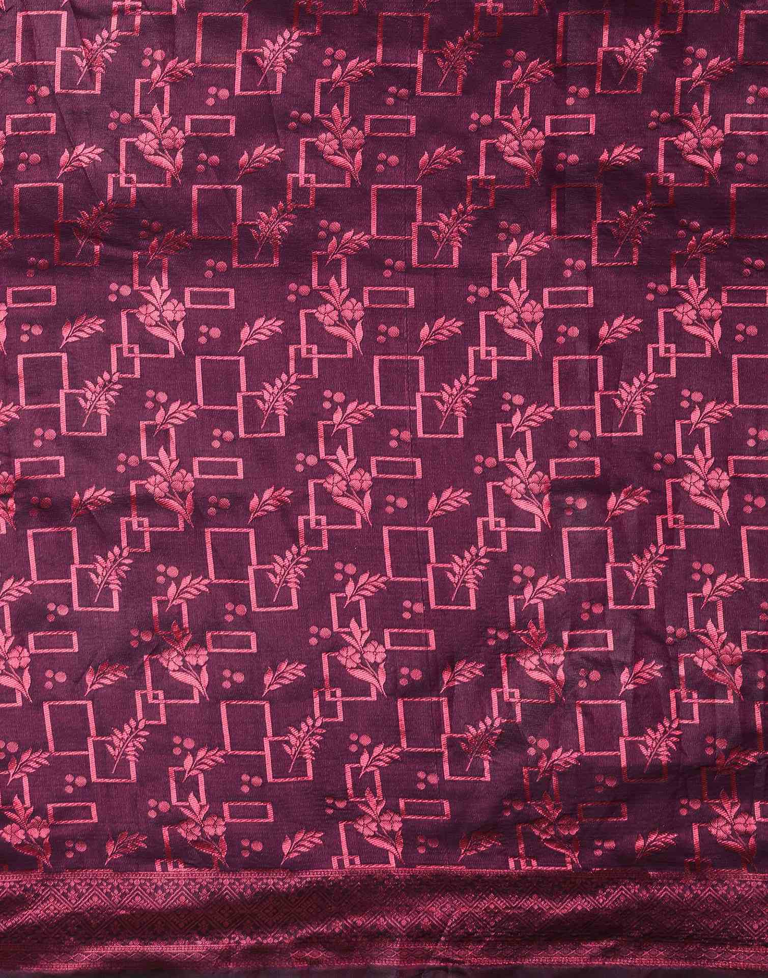 Dark Purple Silk Woven Banarasi Saree - Image 7