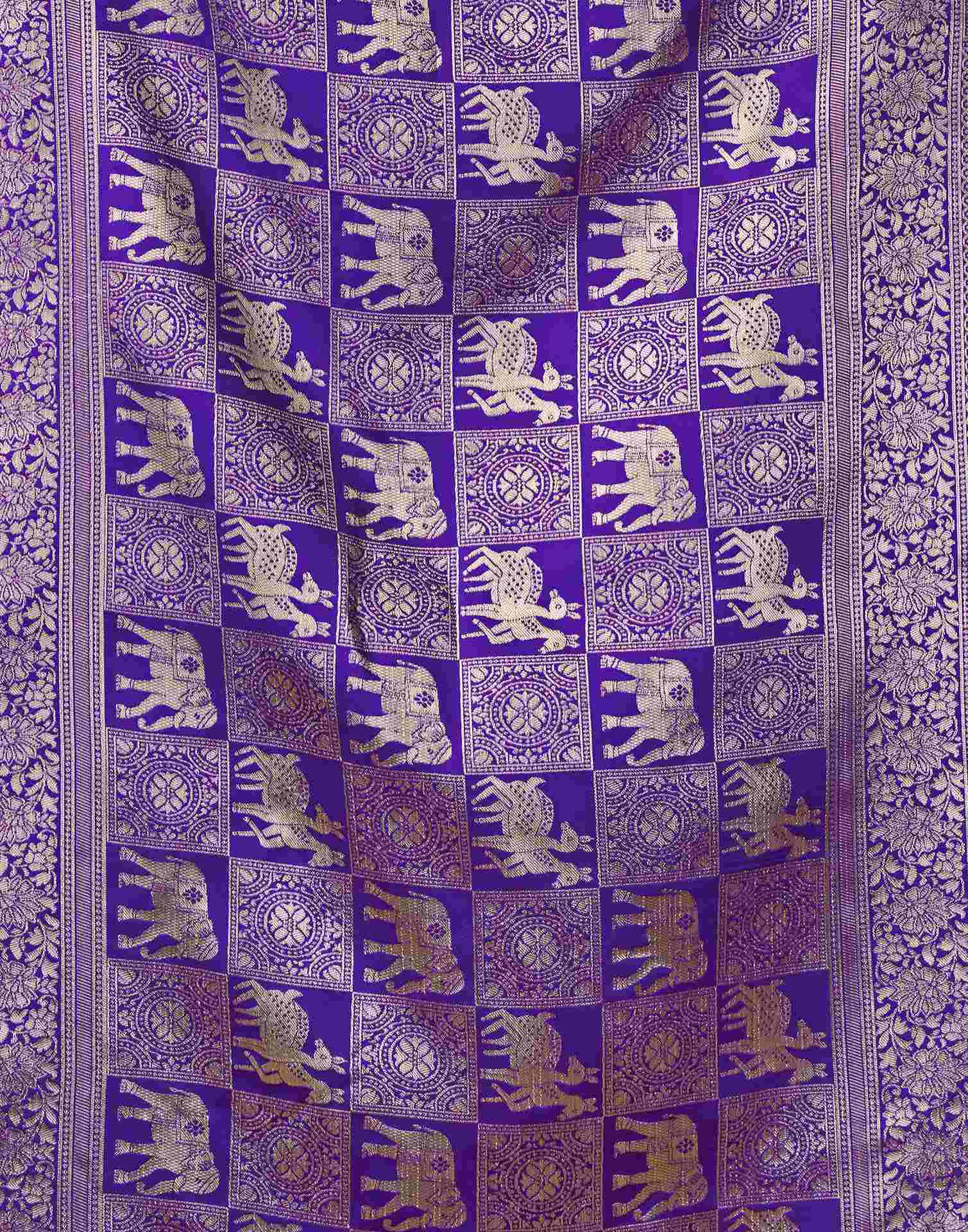 Dark Purple Silk Woven Saree - Image 7