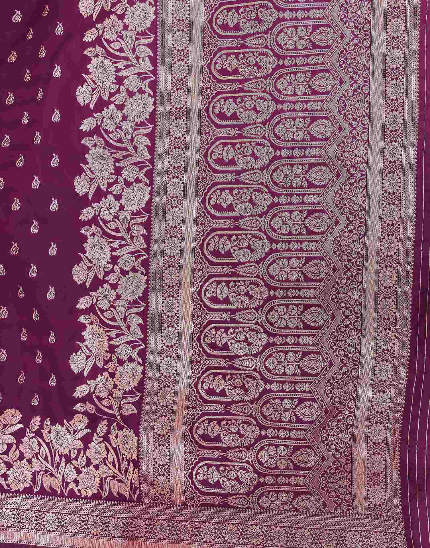 Dark Purple Silk Woven Saree - Image 8
