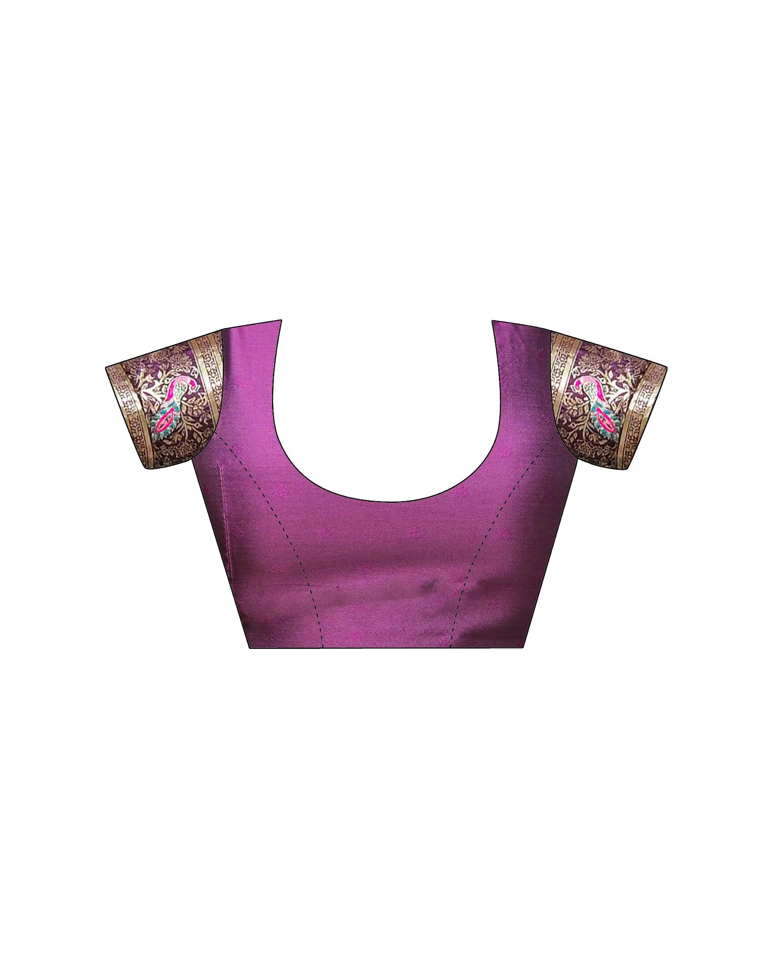 Dark Purple Silk Woven Banarasi Saree - Image 12