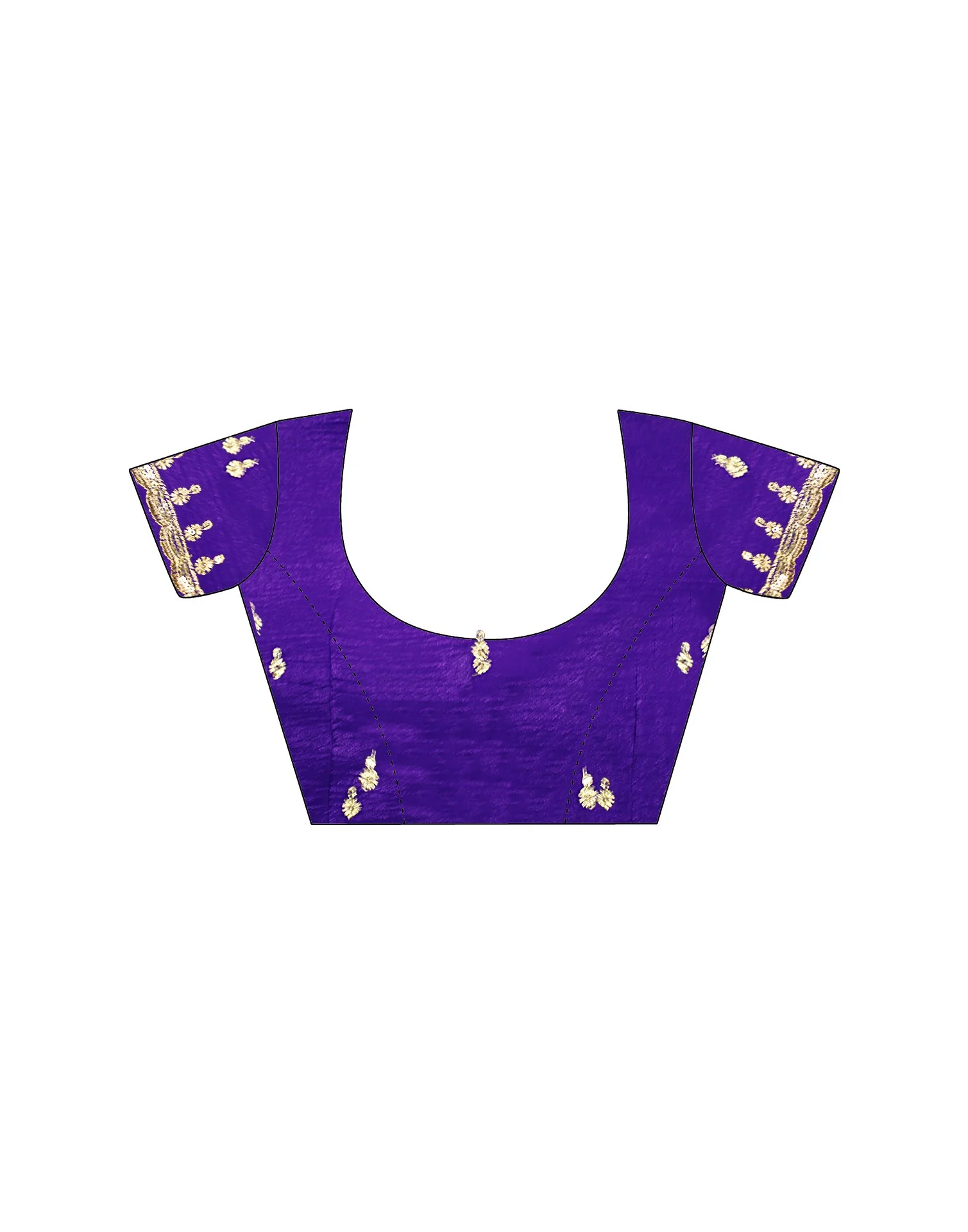 Dark Purple Tissue Silk Sequence Embroidery Saree - Image 13