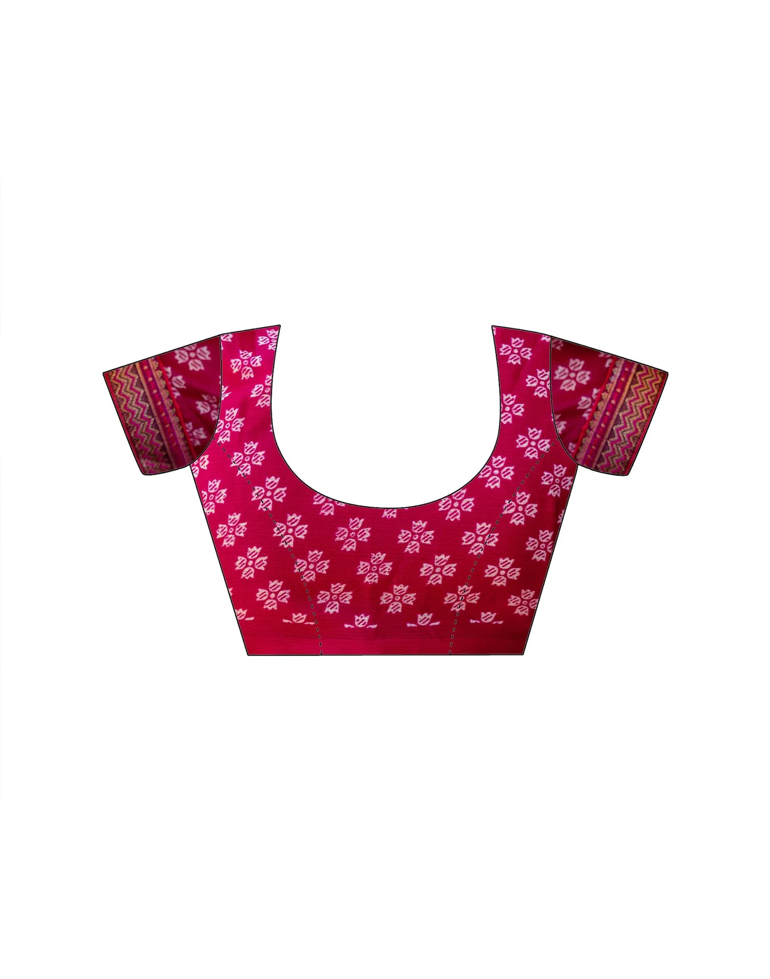 Dark Rani Pink Georgette Printed Lace Saree - Image 13