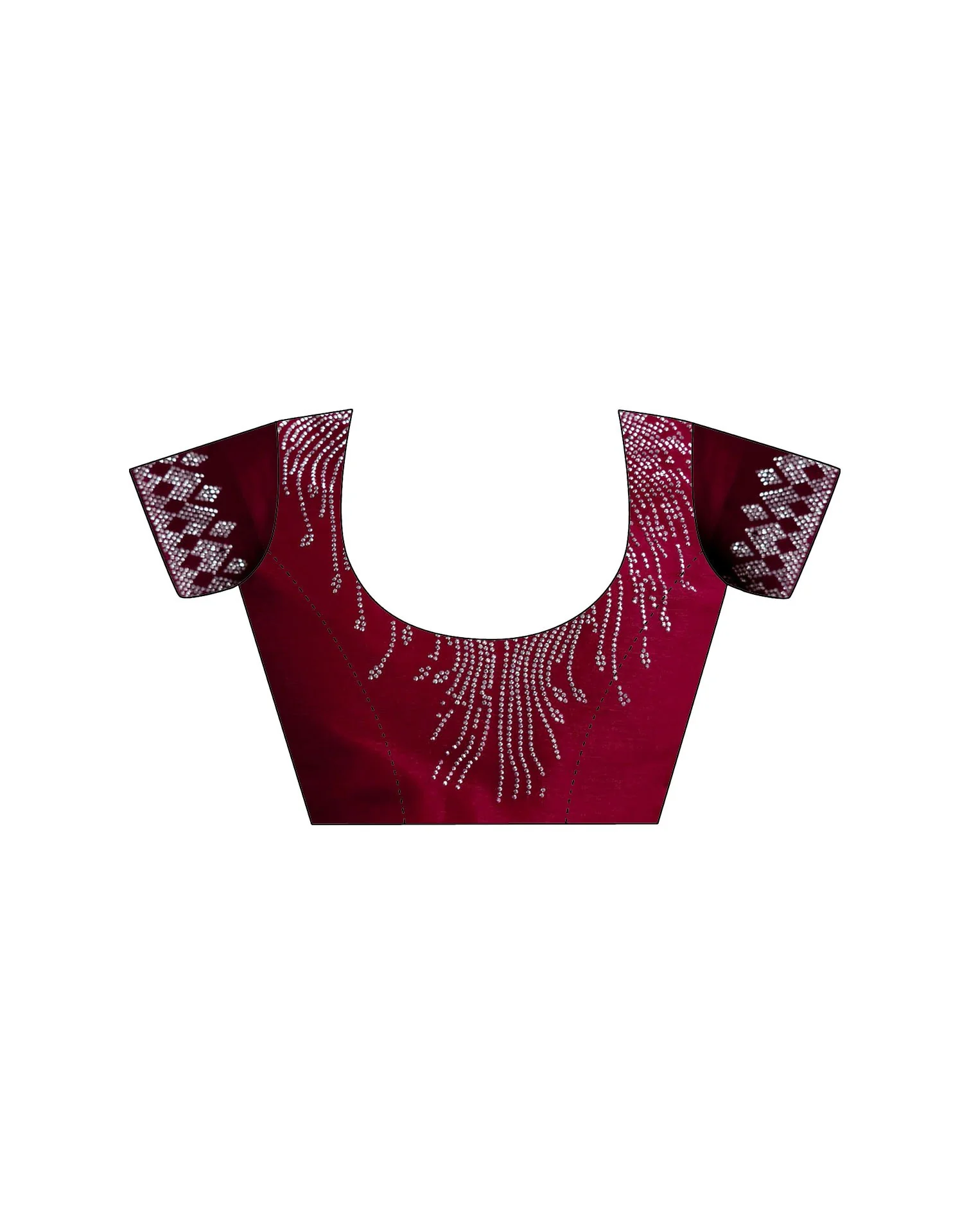 Dark Rani Pink Shimmer Stone Work Swarovski Saree - Image 11