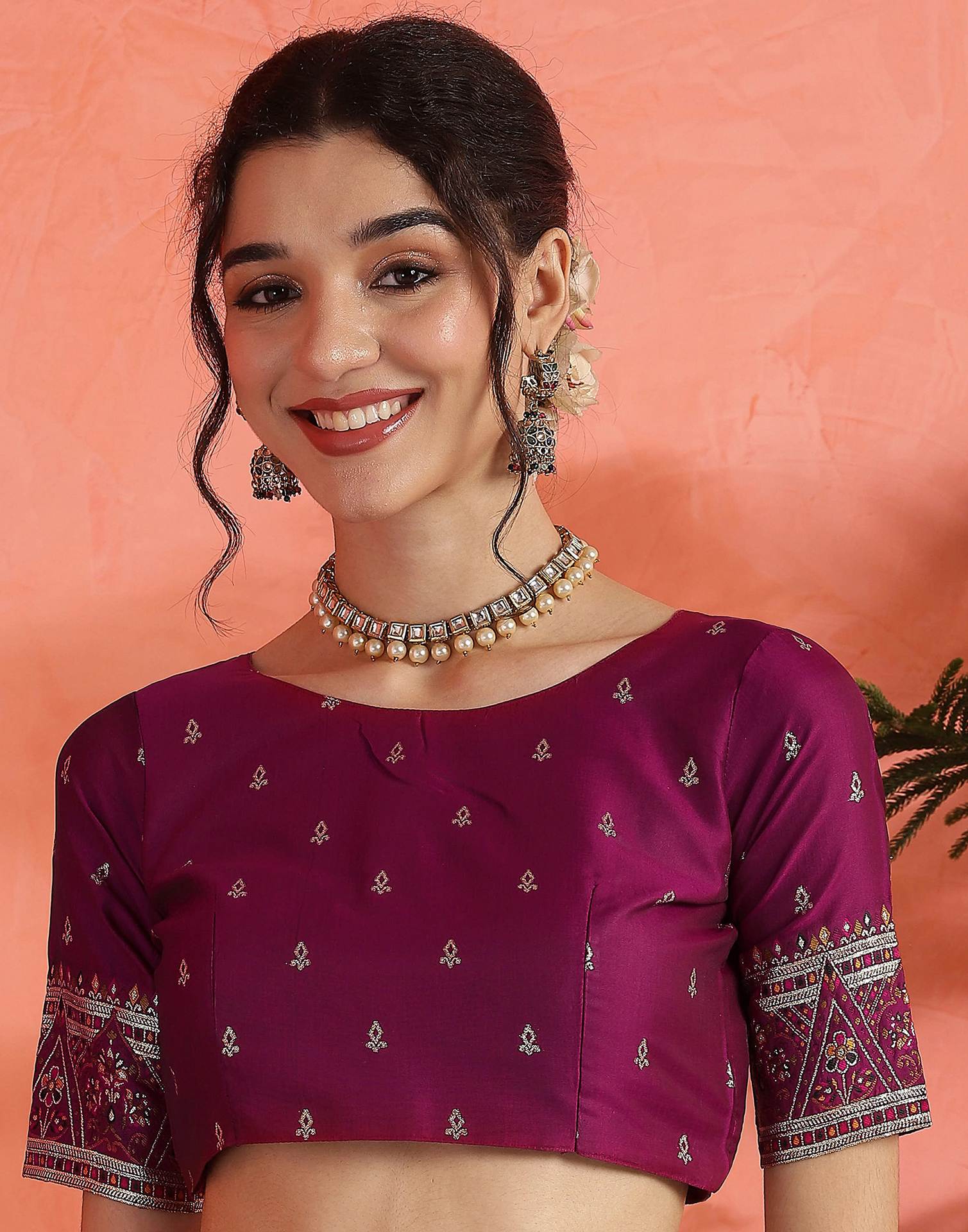 Dark Rani Pink Silk Woven Saree - Image 8