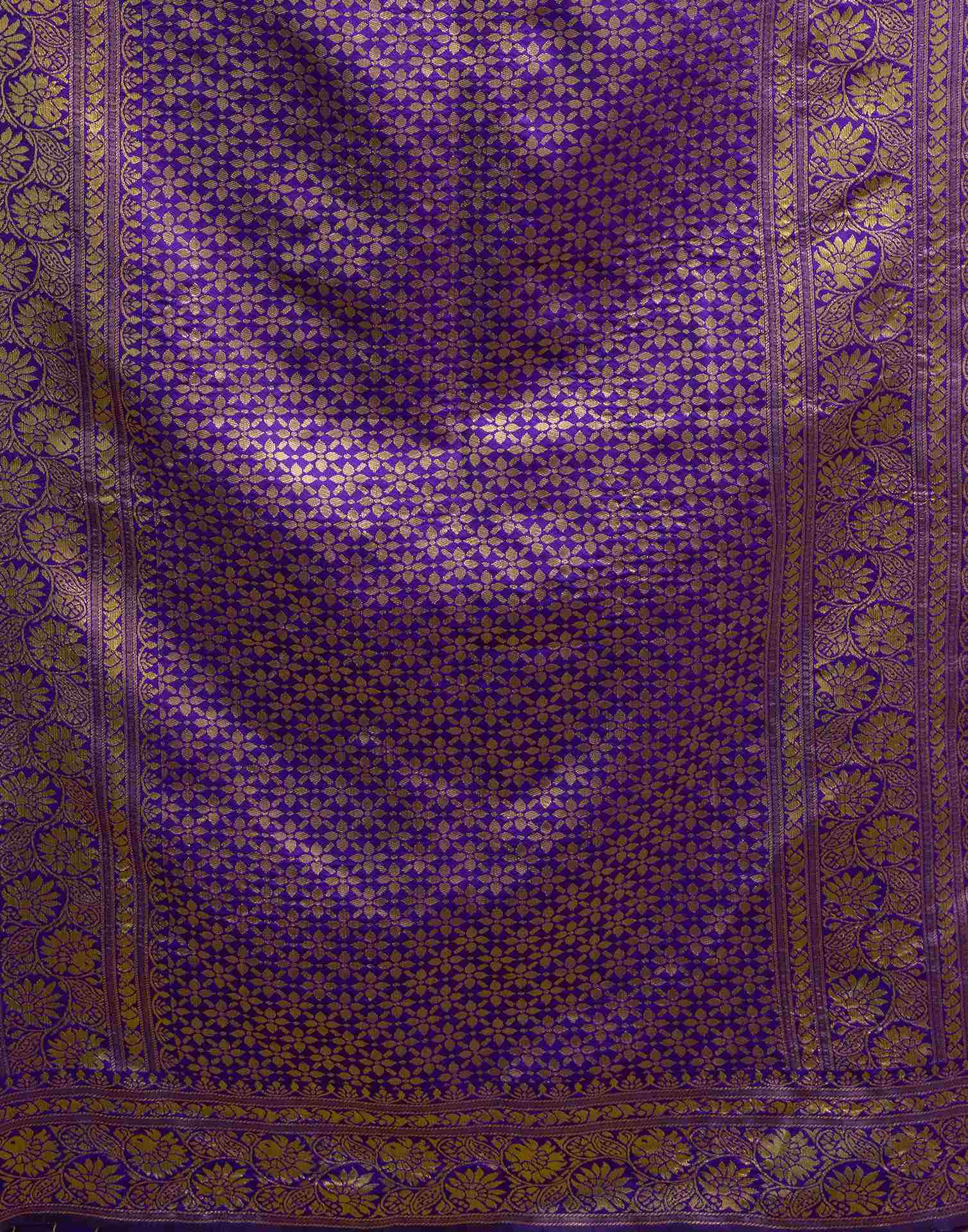 Dark Violet Silk Woven Banarasi Saree - Image 7