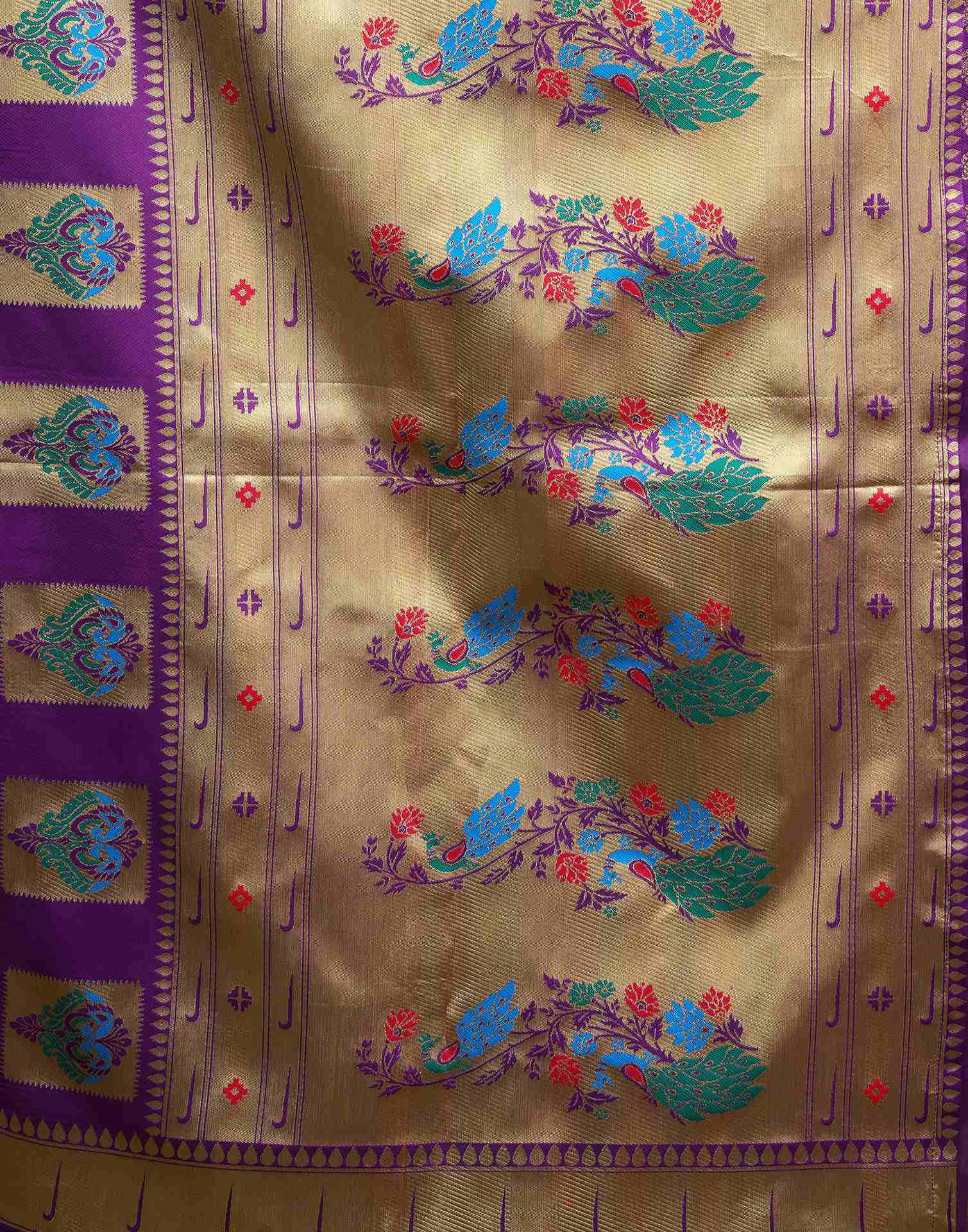 Dark Violet Silk Woven Paithani Saree - Image 7