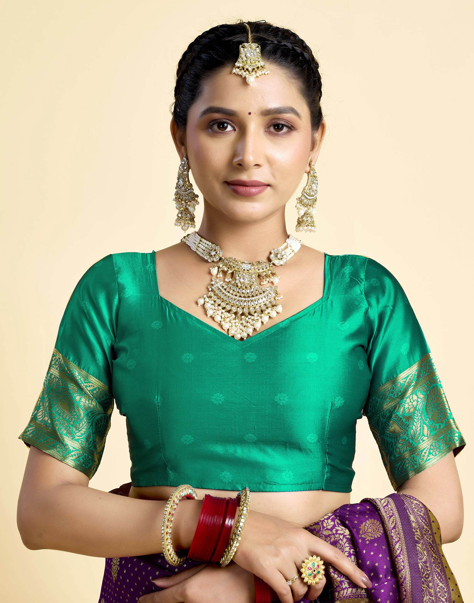 Dark Wine Silk Woven Banarasi Saree - Image 9