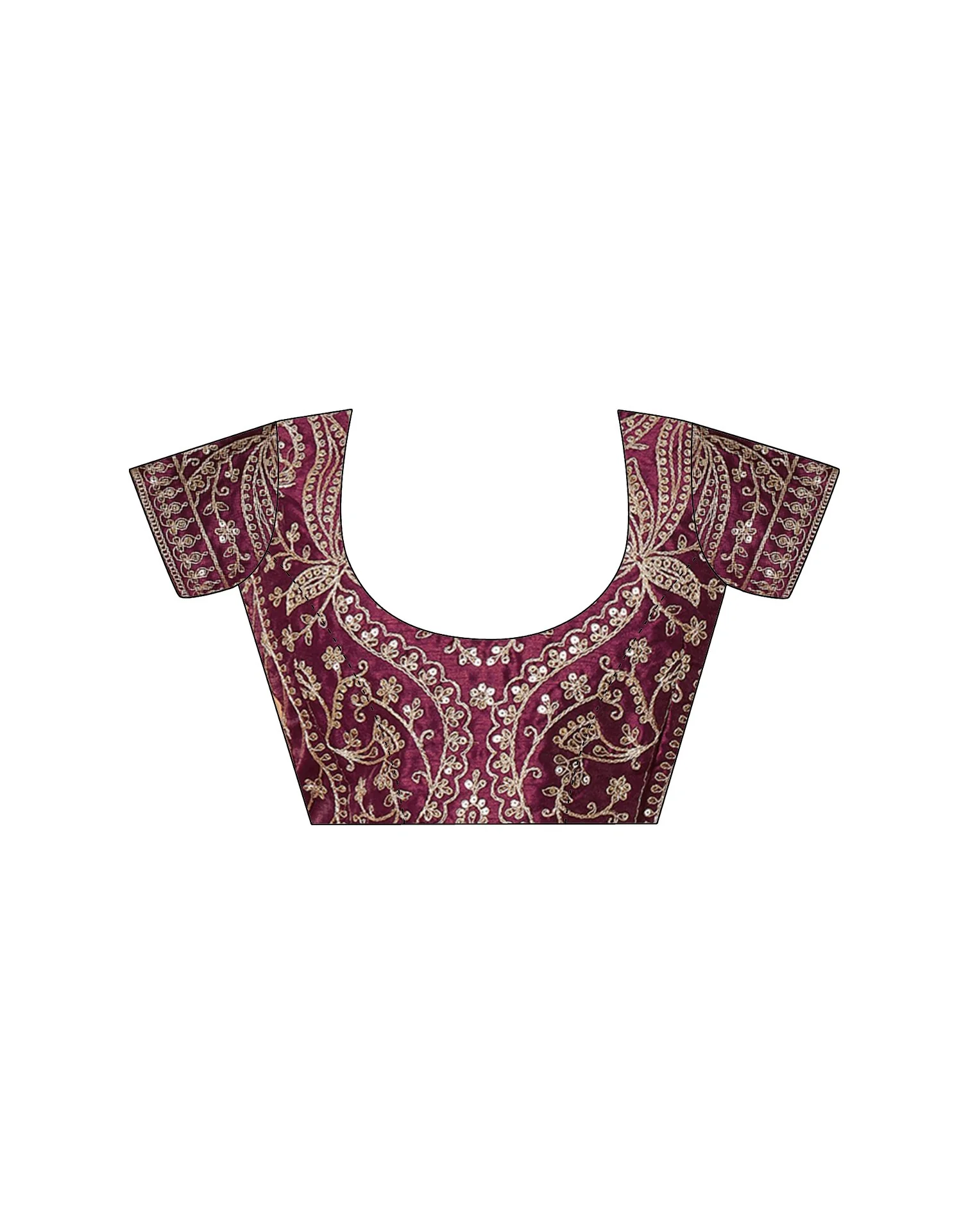 Dark Wine Tissue Silk Sequence Lace Saree - Image 8