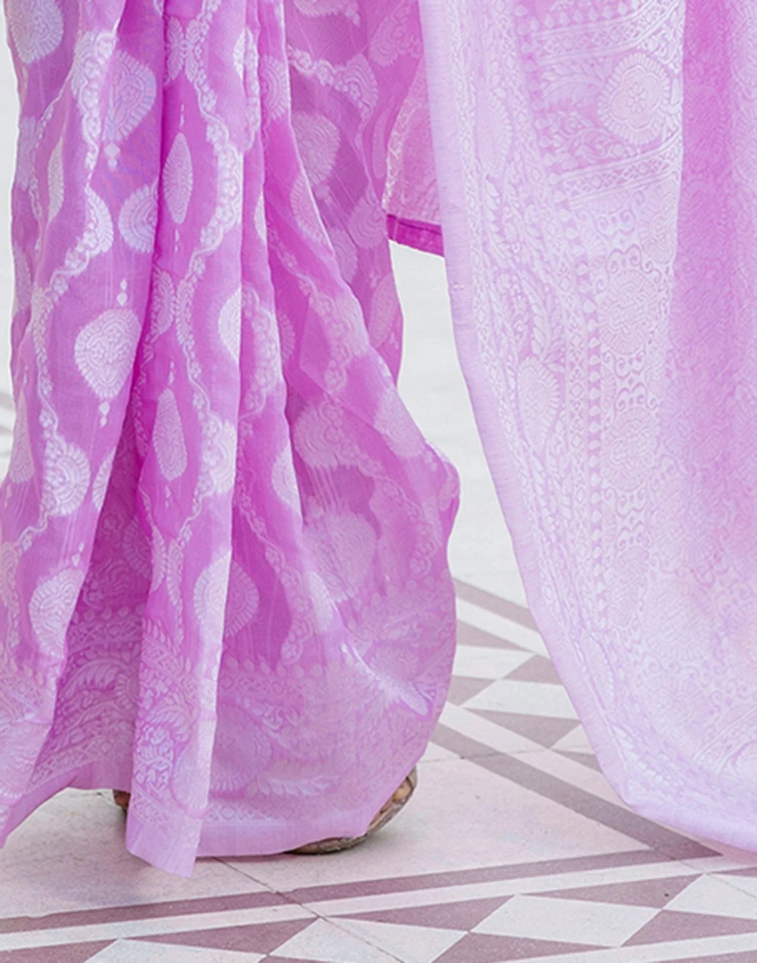Deep Lavender Cotton Woven Saree - Image 11
