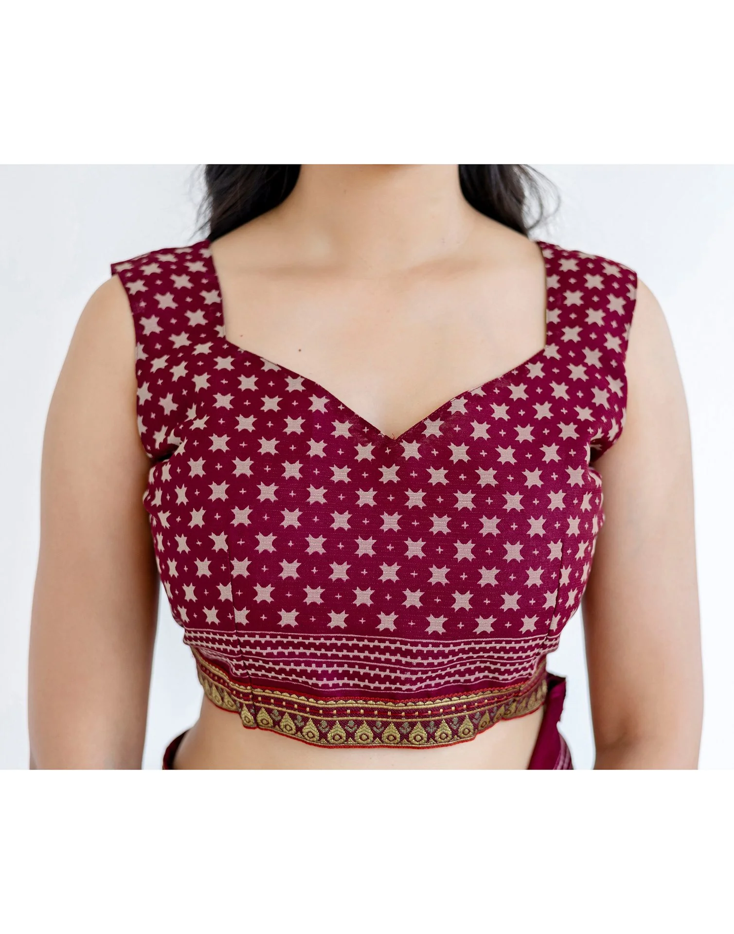 Dusty Beige Georgette Printed Lace Saree - Image 13